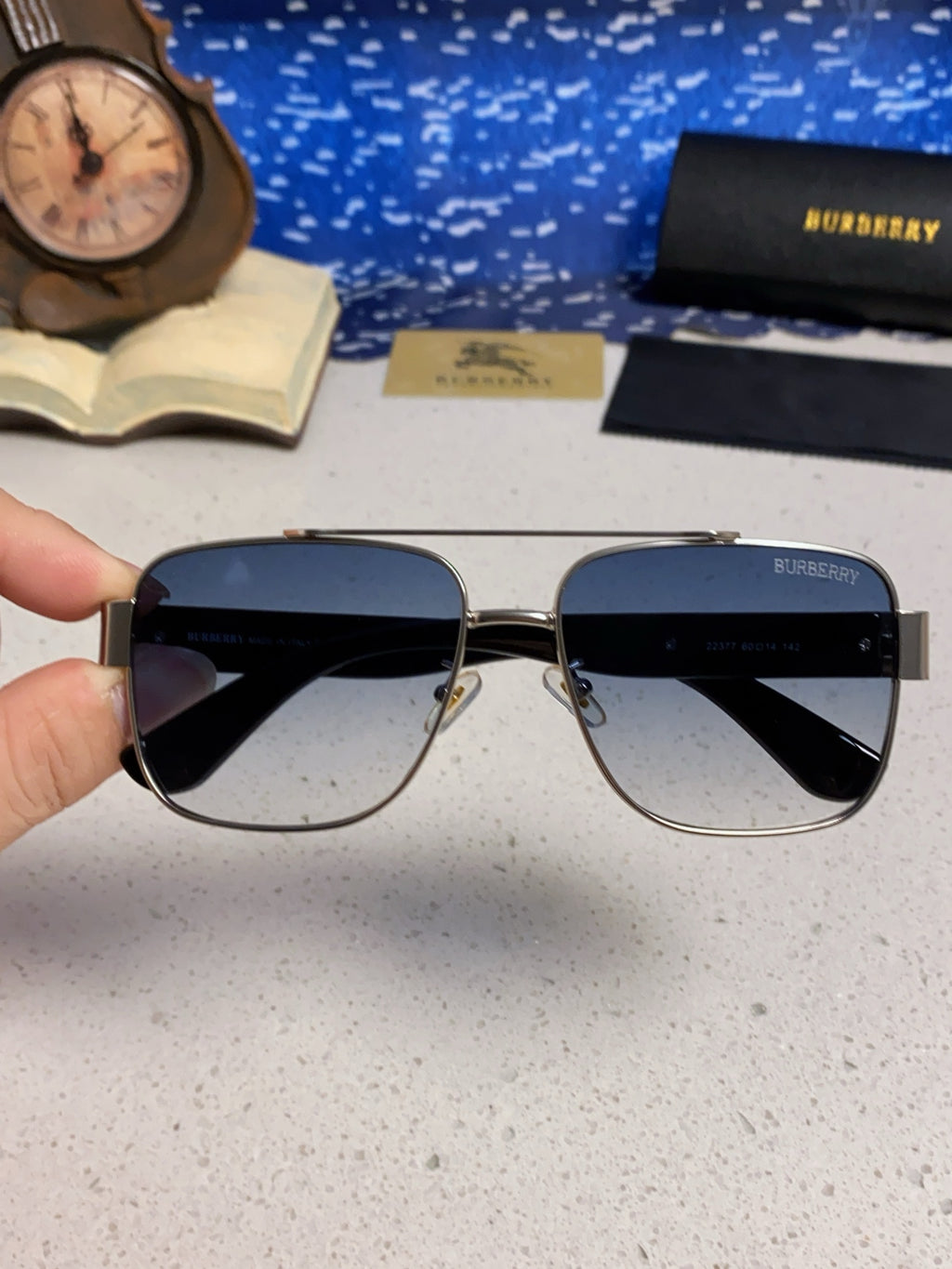 Burberry Metal Square Silver Lens Sunglasses for Men & Women - 449626 - detail image 4