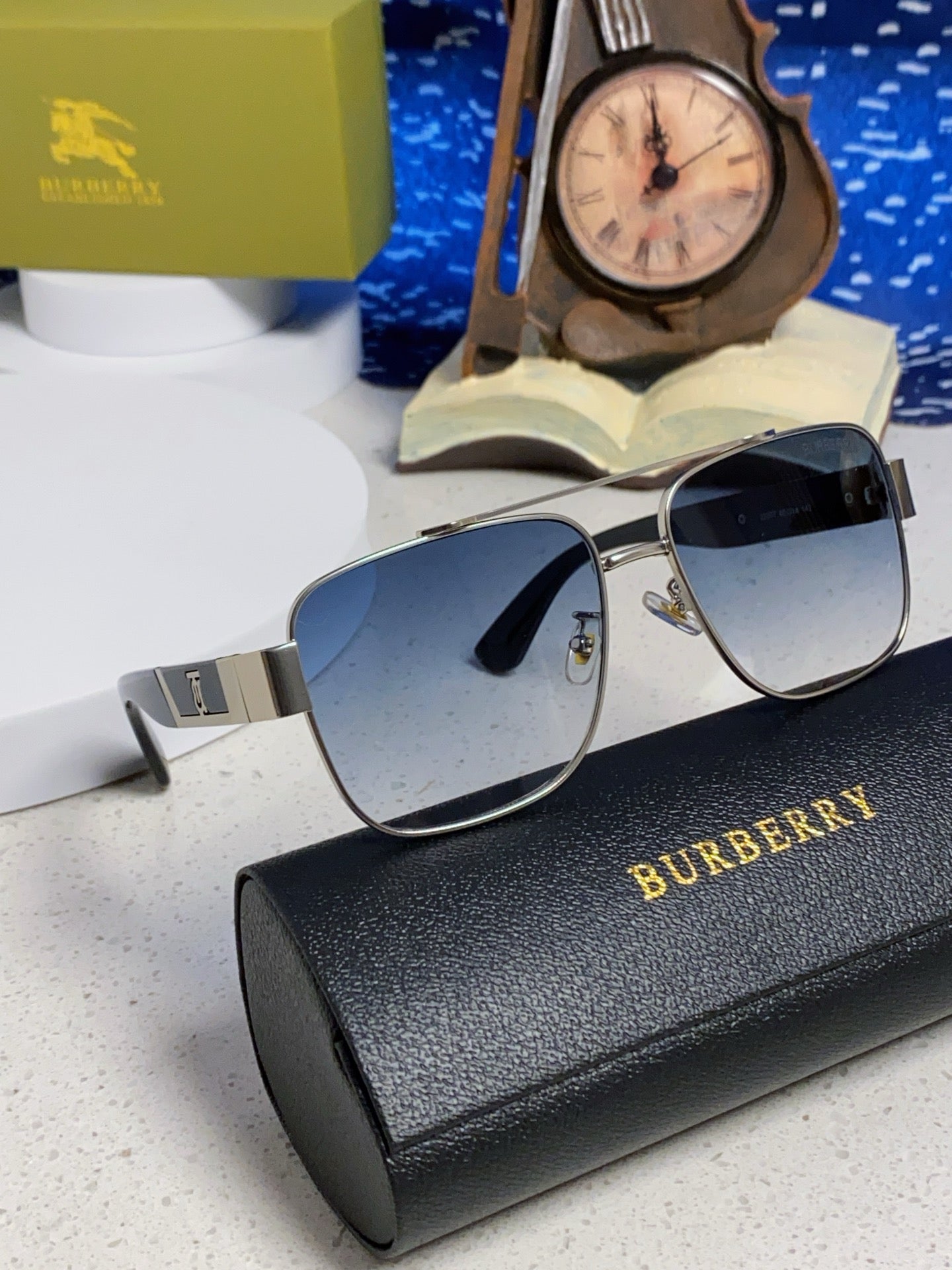 Burberry Metal Square Silver Lens Sunglasses for Men & Women - 449626 - detail image 10