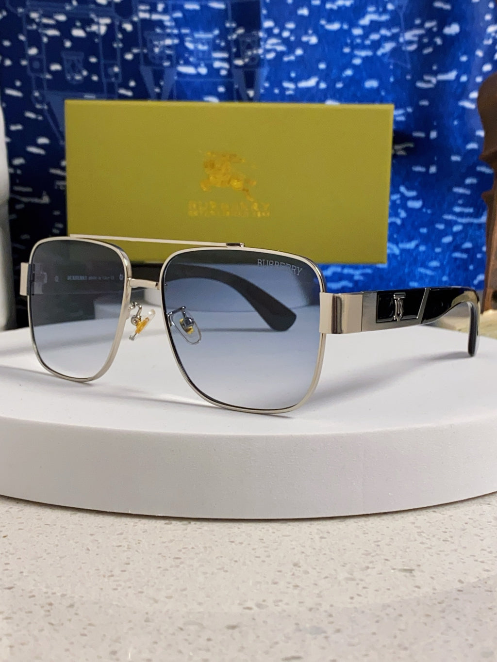 Burberry Metal Square Silver Lens Sunglasses for Men & Women - 449626
