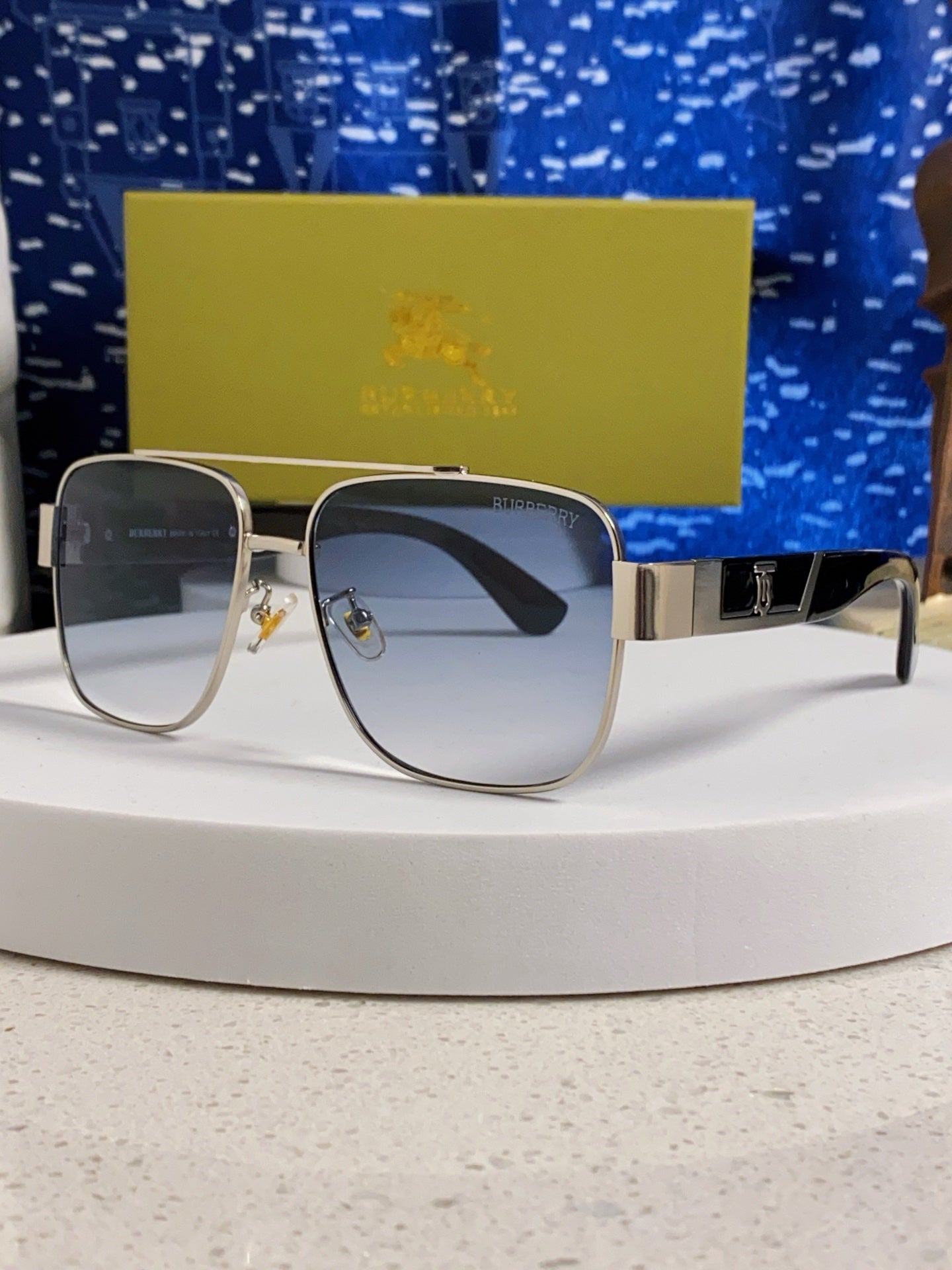 Burberry Metal Square Silver Lens Sunglasses for Men & Women - 449626