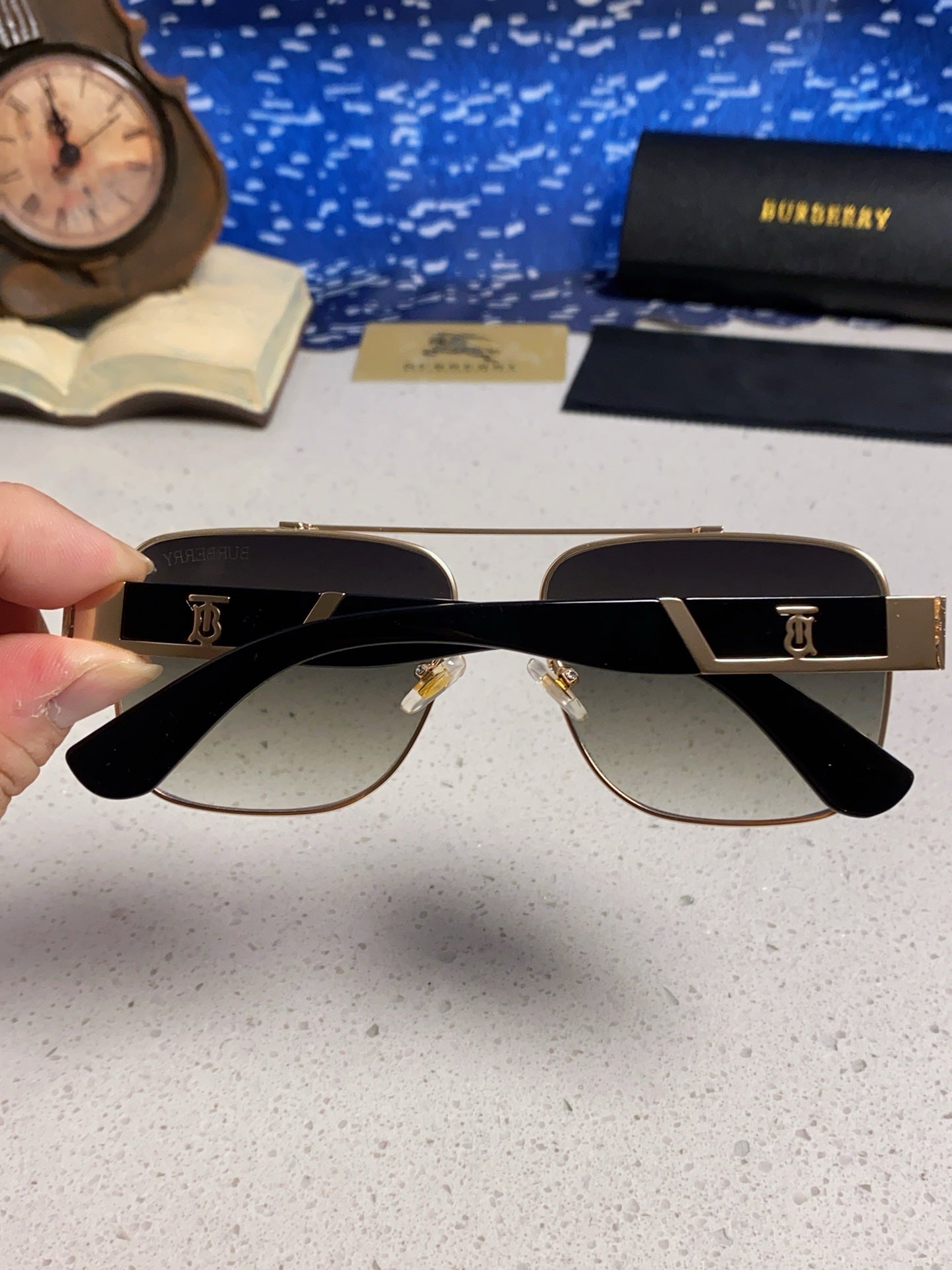 Burberry Metal Square Silver Lens Sunglasses for Men & Women - 449627 - detail image 5