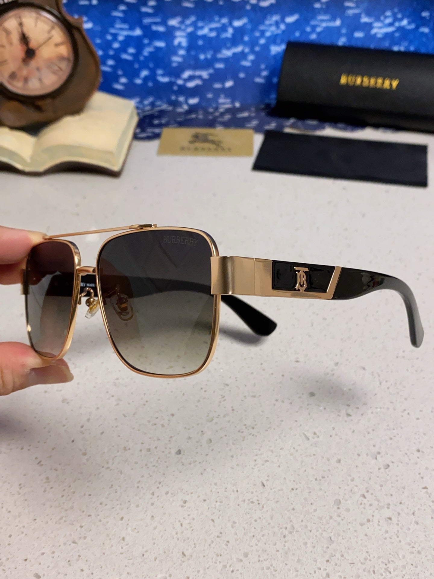 Burberry Metal Square Silver Lens Sunglasses for Men & Women - 449627 - detail image 6