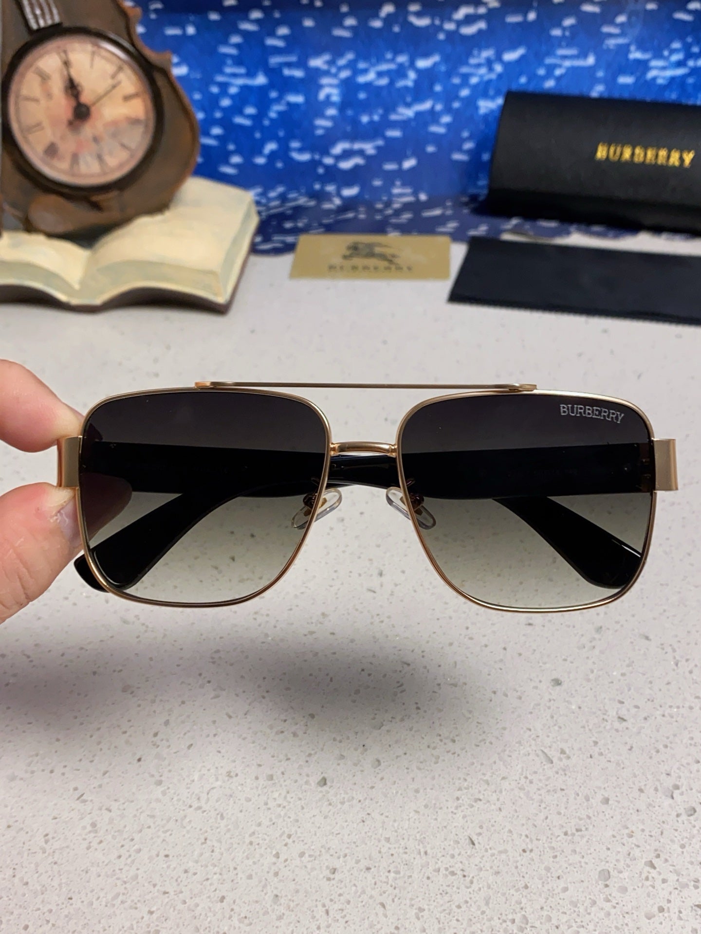 Burberry Metal Square Silver Lens Sunglasses for Men & Women - 449627 - detail image 4