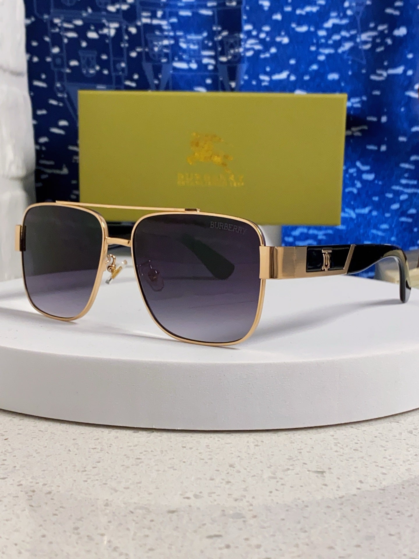 Burberry Metal Square Silver Lens Sunglasses for Men & Women - 449628