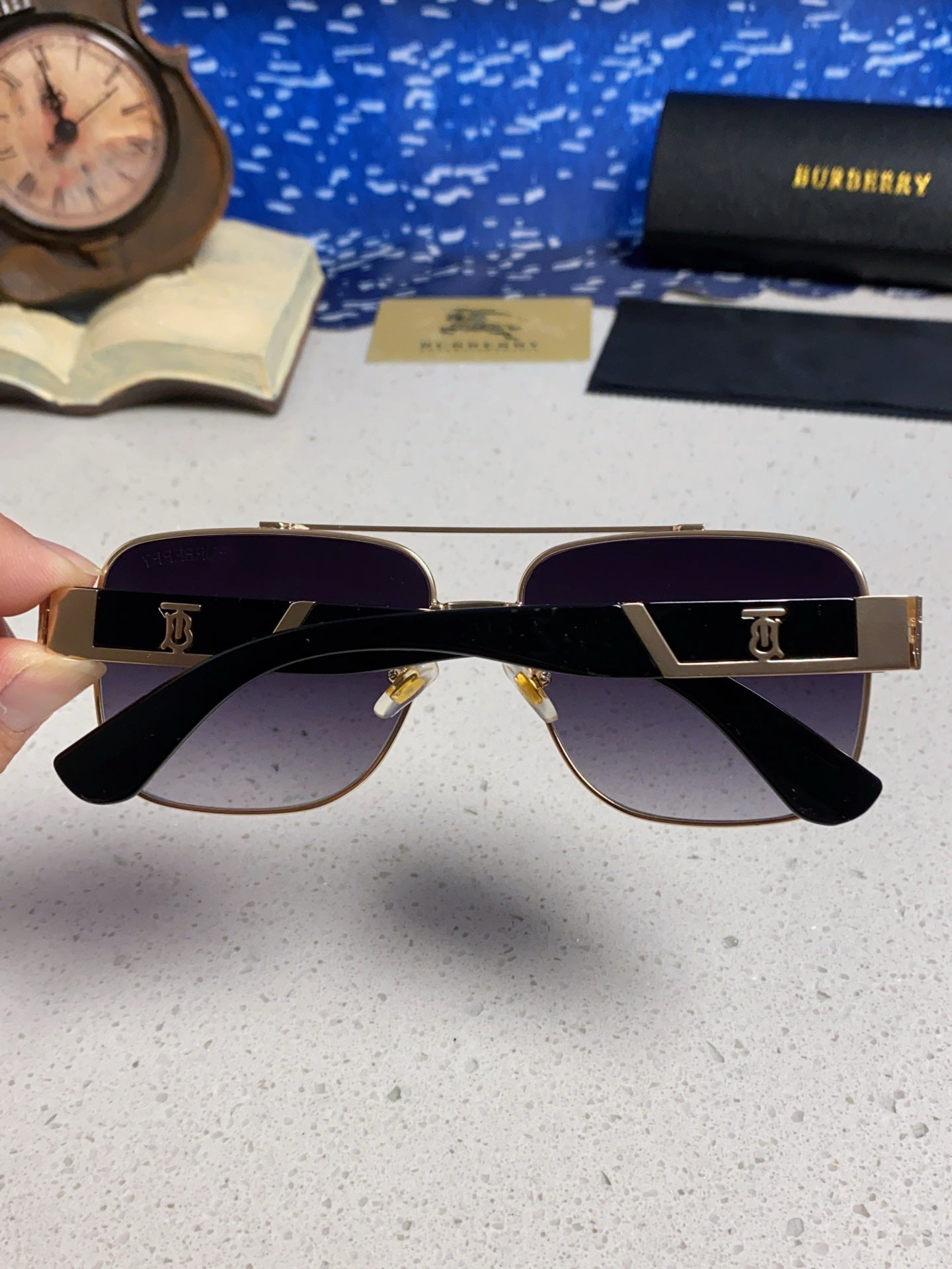 Burberry Metal Square Silver Lens Sunglasses for Men & Women - 449628 - detail image 5