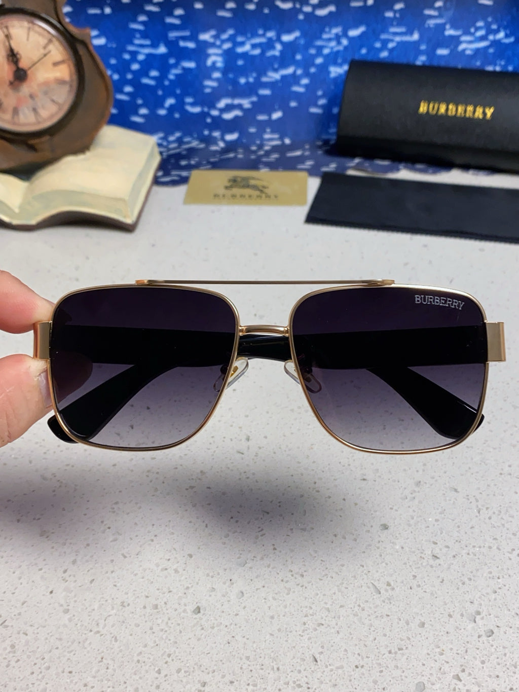 Burberry Metal Square Silver Lens Sunglasses for Men & Women - 449628 - detail image 4