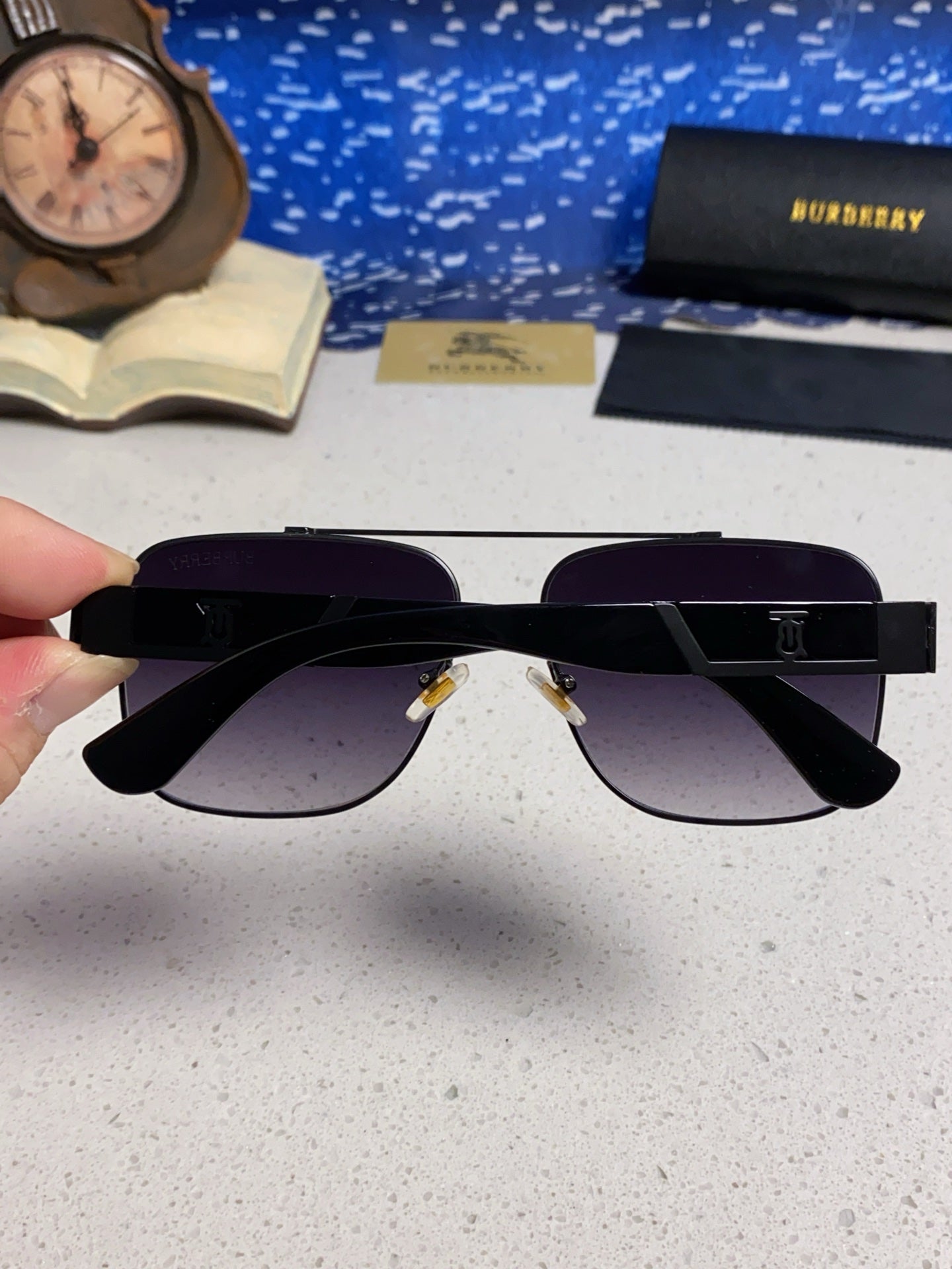 Burberry Metal Square Silver Lens Sunglasses for Men & Women - 449629 - detail image 5