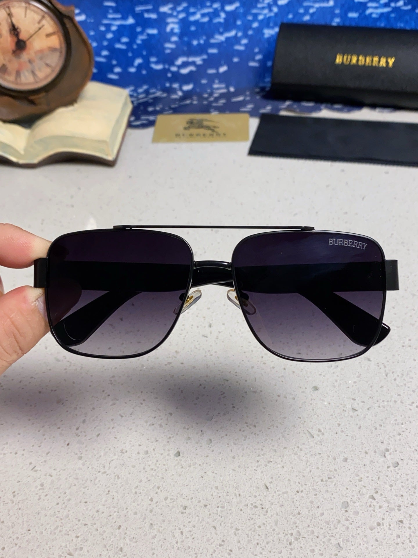 Burberry Metal Square Silver Lens Sunglasses for Men & Women - 449629 - detail image 4