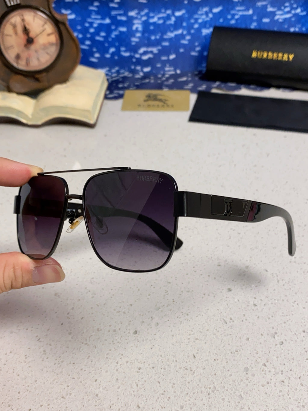 Burberry Metal Square Silver Lens Sunglasses for Men & Women - 449629 - detail image 6