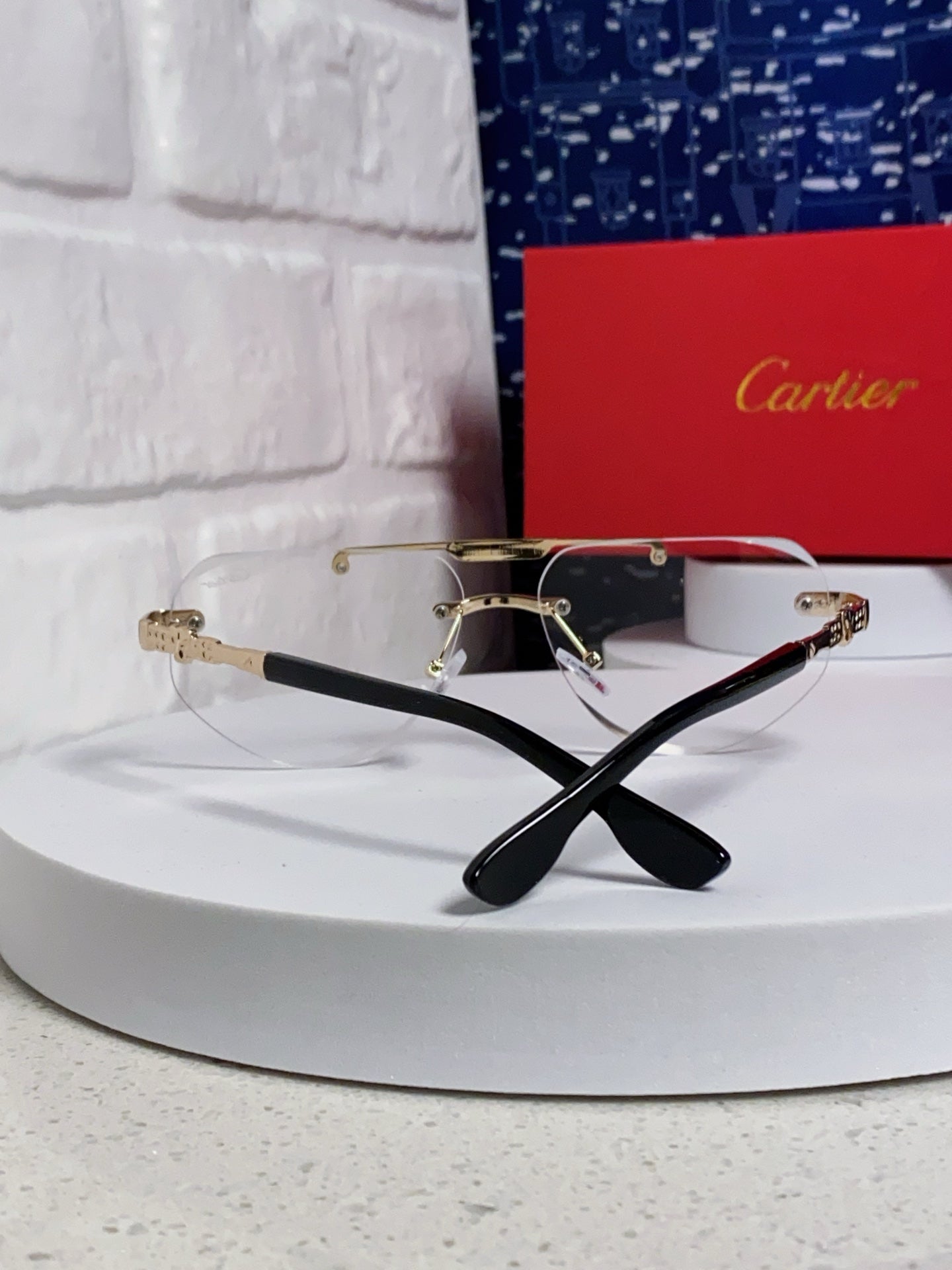 Cartier Lightweight Metal Rimless Silver Lens Sunglasses for Men & Wo - 465793 - detail image 3