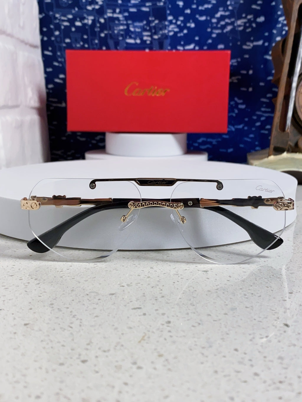 Cartier Lightweight Metal Rimless Silver Lens Sunglasses for Men & Wo - 465793 - detail image 9