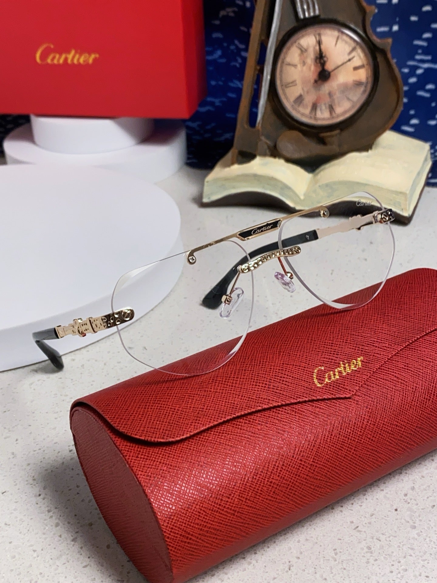 Cartier Lightweight Metal Rimless Silver Lens Sunglasses for Men & Wo - 465793 - detail image 10
