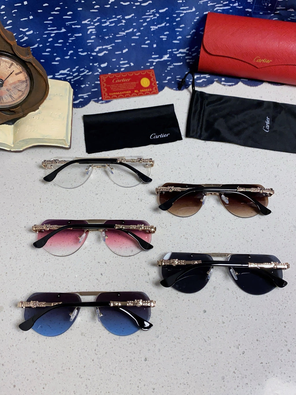 Cartier Lightweight Metal Rimless Silver Lens Sunglasses for Men & Wo - 465793 - detail image 11