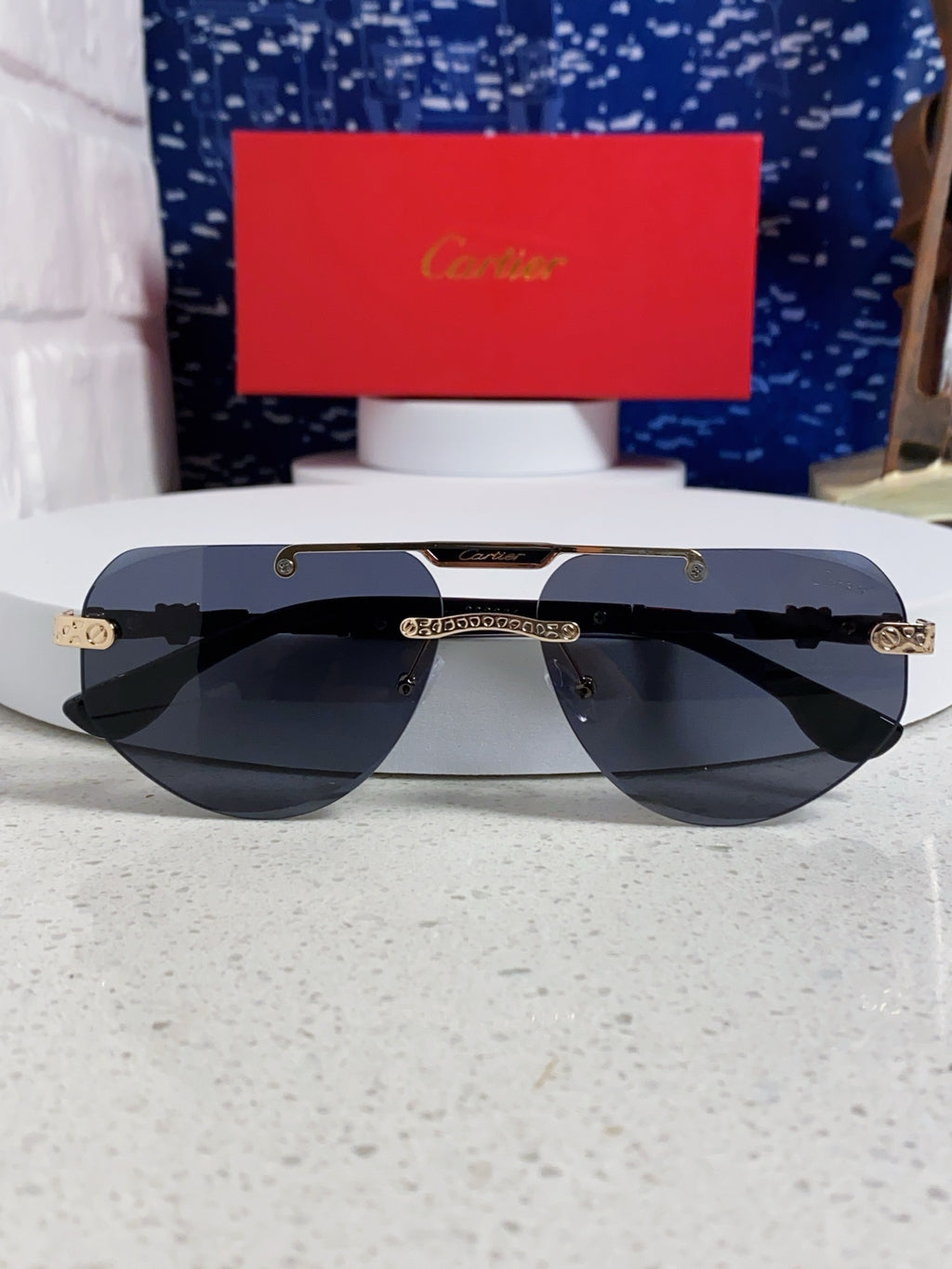 Cartier Lightweight Metal Rimless Silver Lens Sunglasses for Men & Wo - 465797 - detail image 9