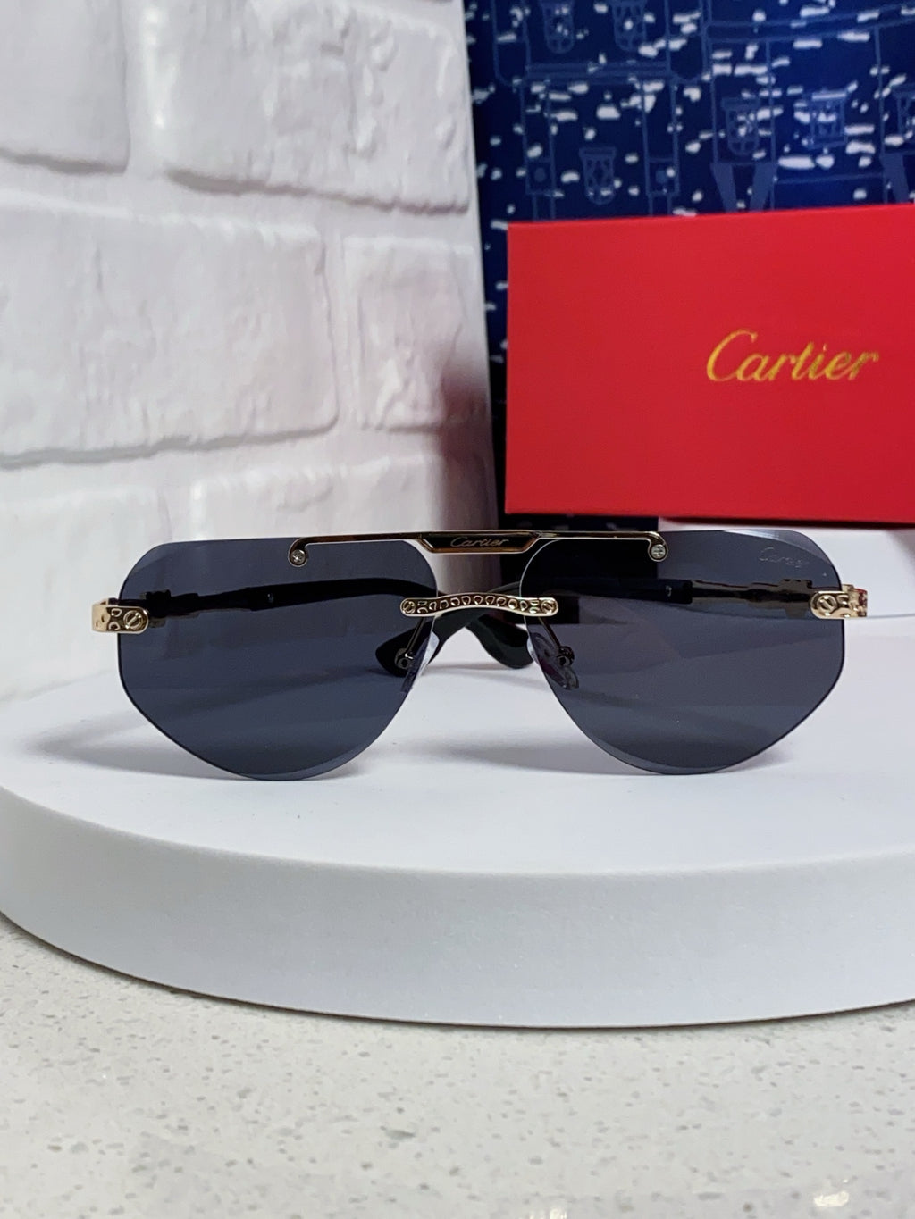Cartier Lightweight Metal Rimless Silver Lens Sunglasses for Men & Wo - 465797 - detail image 2