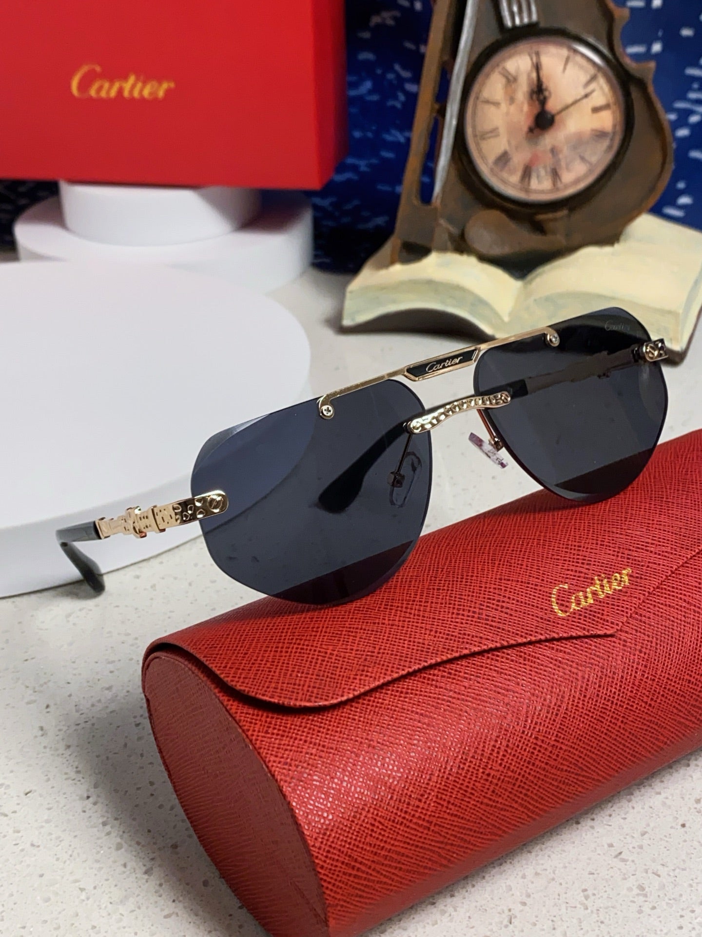 Cartier Lightweight Metal Rimless Silver Lens Sunglasses for Men & Wo - 465797 - detail image 10