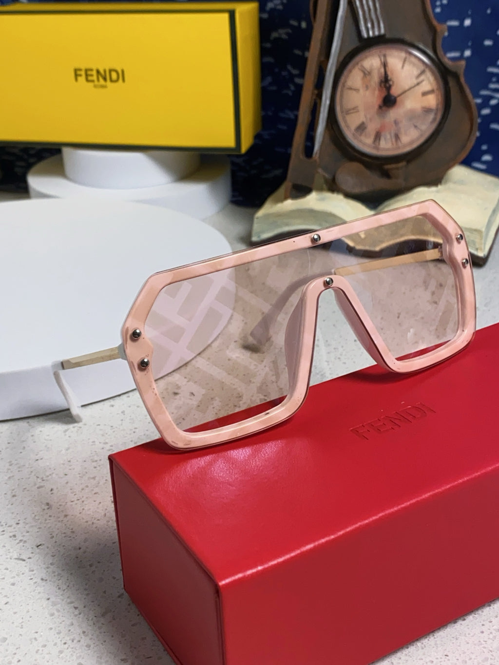Fendi Lightweight Rimless Red Lens Sunglasses for Men & Women - detail image 8