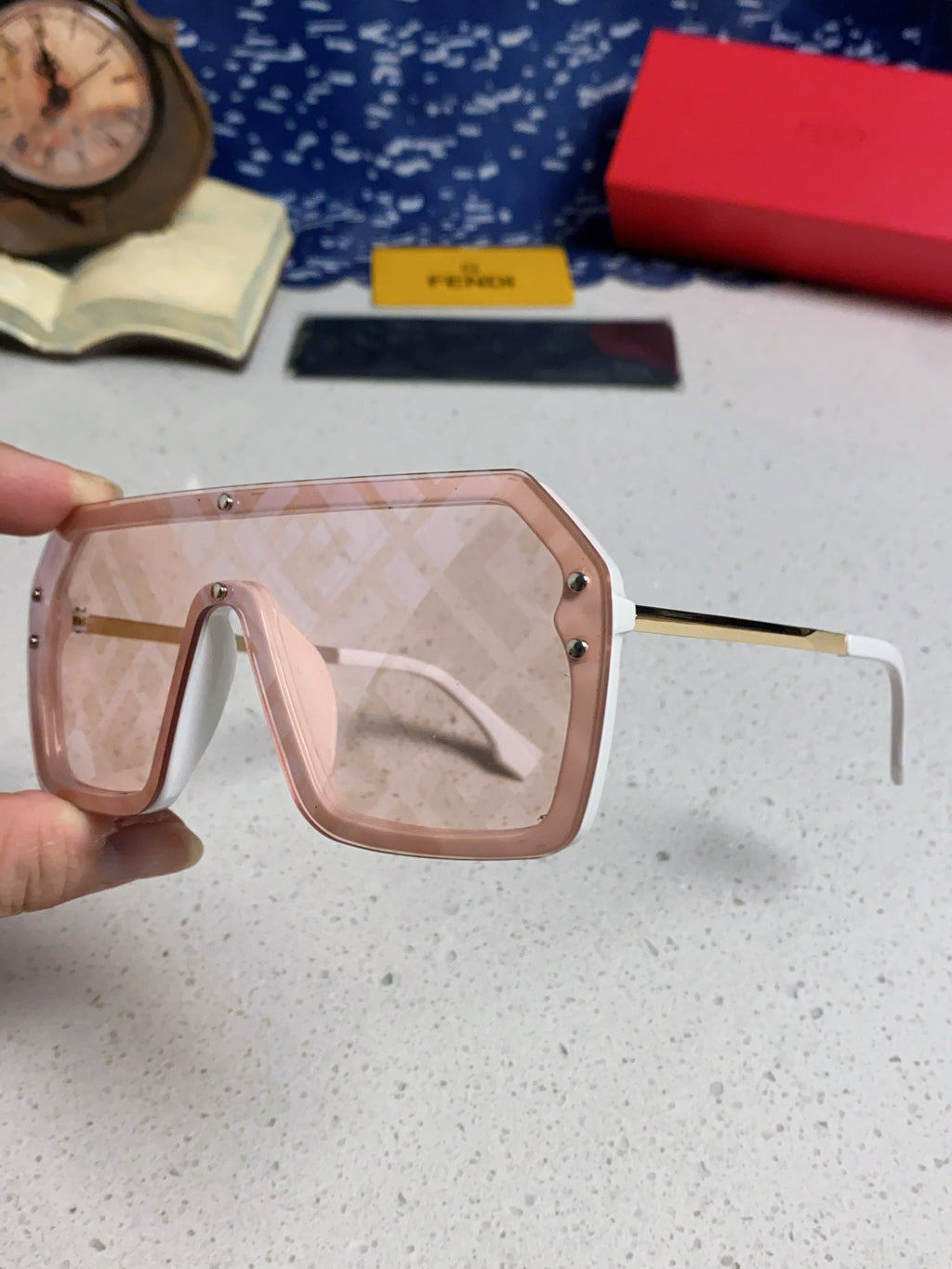 Fendi Lightweight Rimless Red Lens Sunglasses for Men & Women - detail image 6