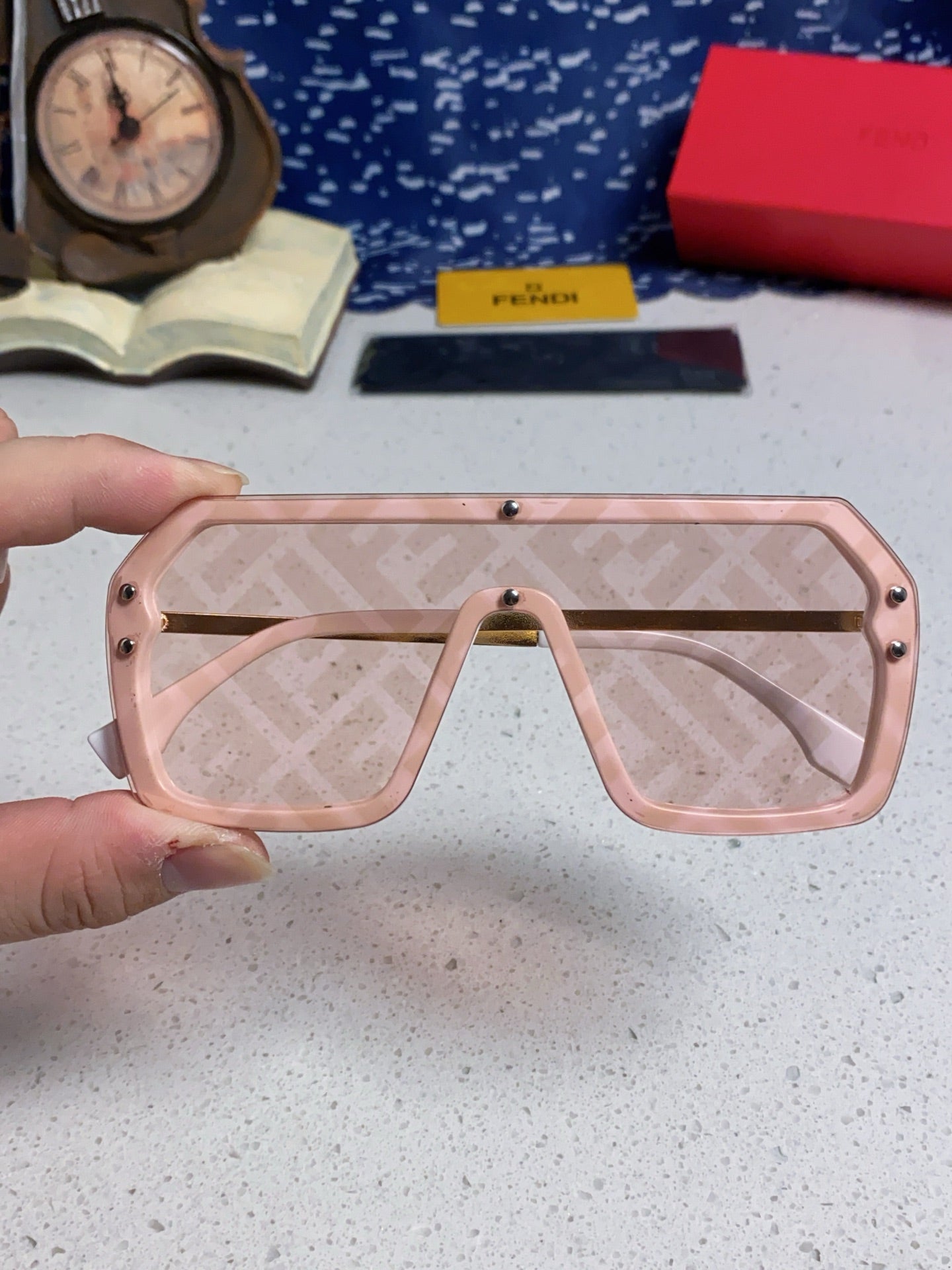 Fendi Lightweight Rimless Red Lens Sunglasses for Men & Women - detail image 4