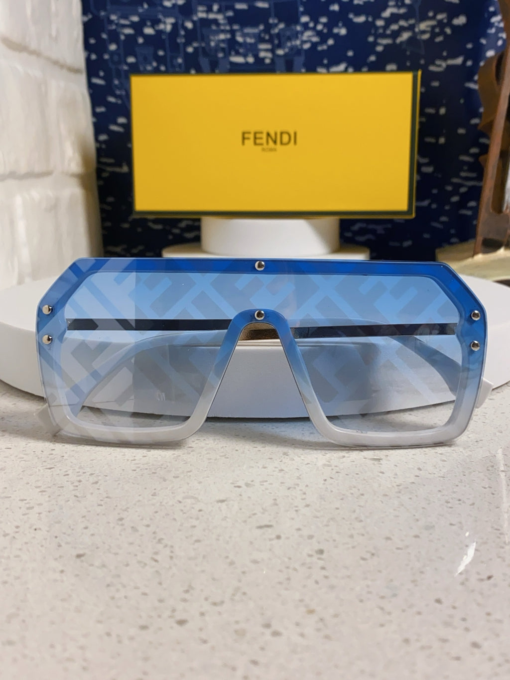 Fendi Lightweight Rimless Blue Lens Sunglasses for Men & Women - 466199 - detail image 7