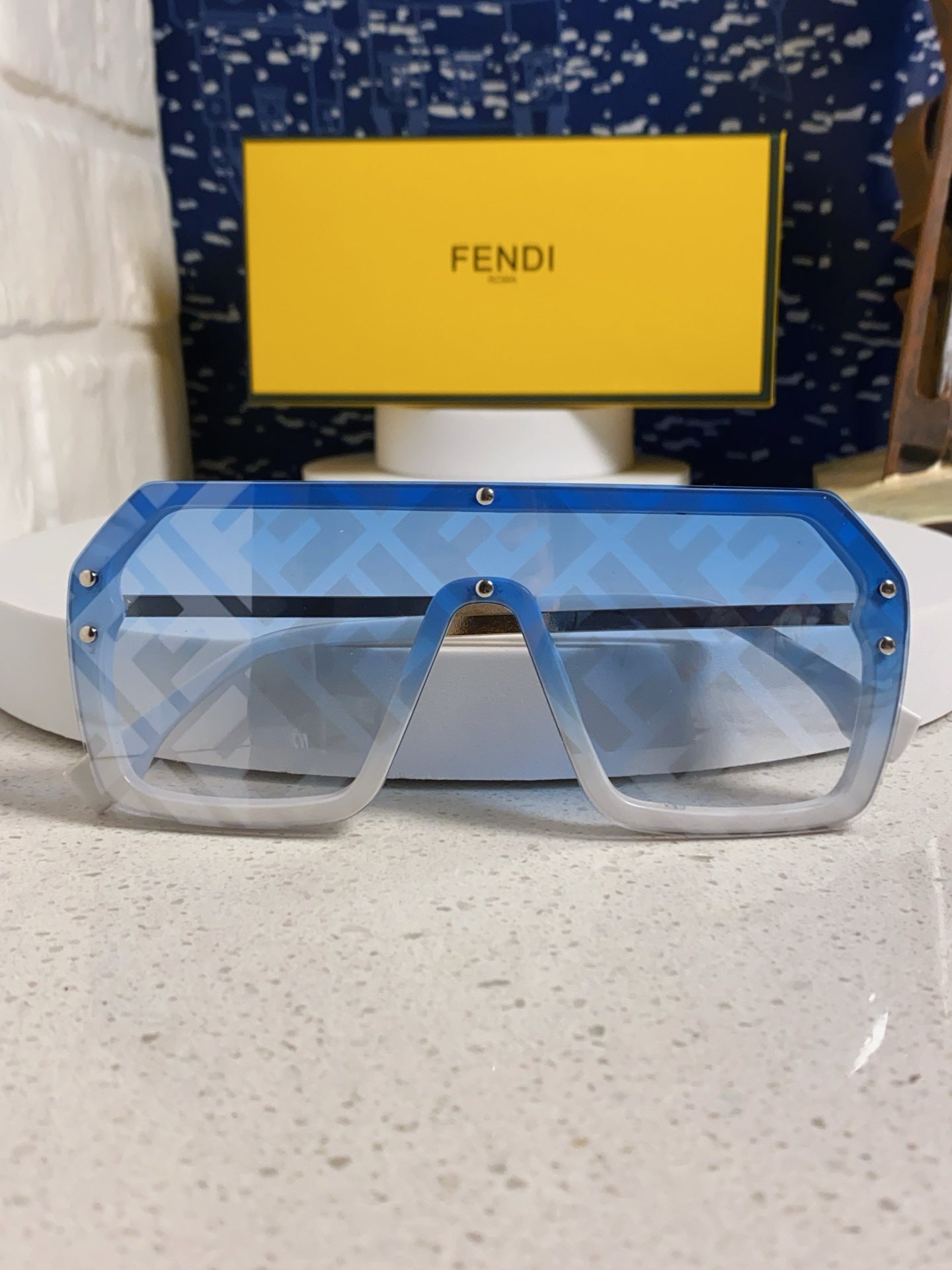 Fendi Lightweight Rimless Blue Lens Sunglasses for Men & Women - 466199 - detail image 7