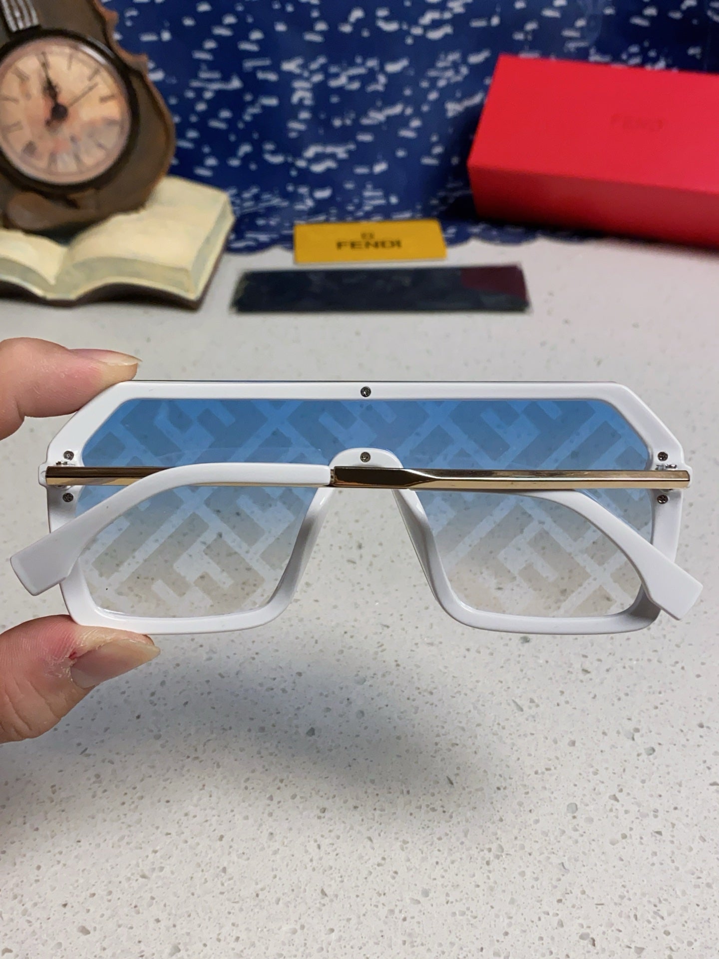 Fendi Lightweight Rimless Blue Lens Sunglasses for Men & Women - 466199 - detail image 5