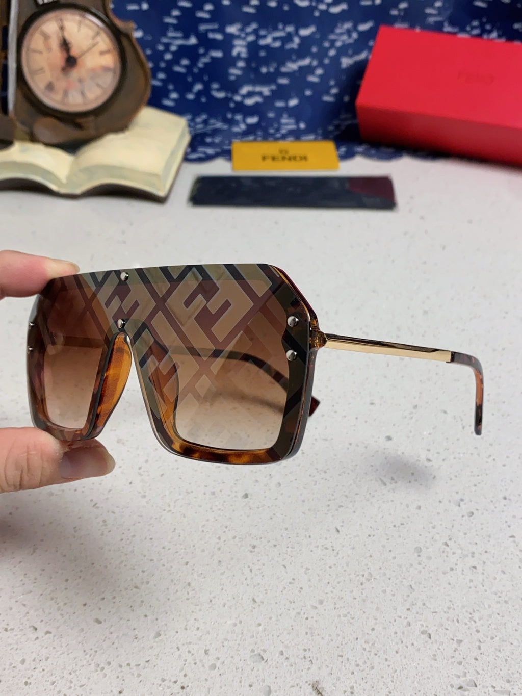 Fendi Lightweight Rimless Brown Lens Sunglasses for Men & Women - detail image 6