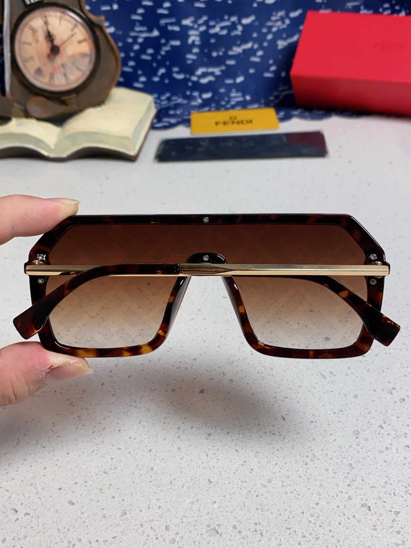 Fendi Lightweight Rimless Brown Lens Sunglasses for Men & Women - detail image 5