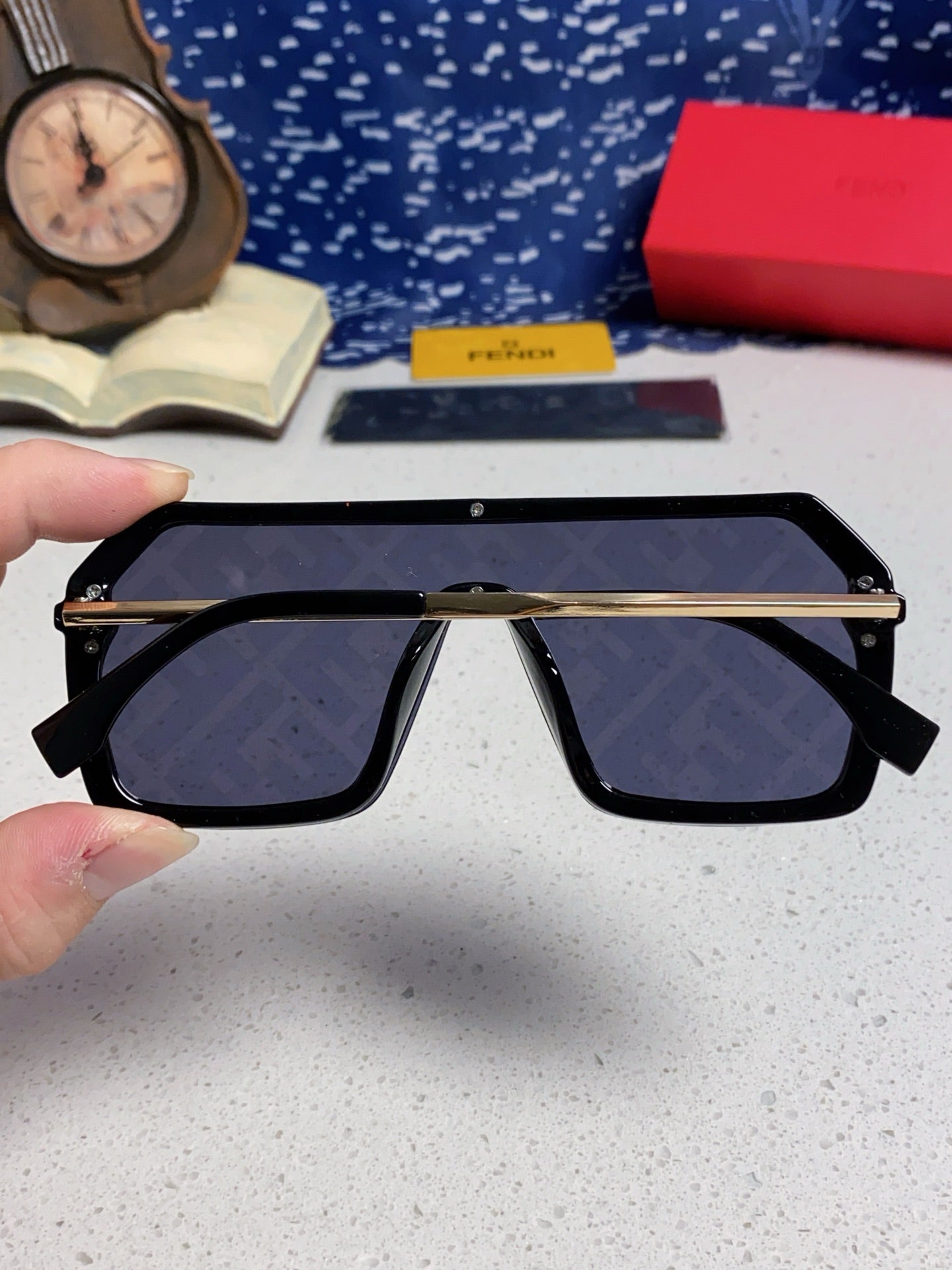 Fendi Lightweight Rimless Gray Lens Sunglasses for Men & Women - detail image 5