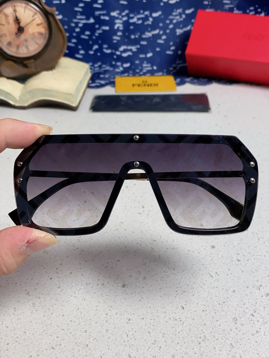 Fendi Lightweight Rimless Silver Lens Sunglasses for Men & Women - detail image 4
