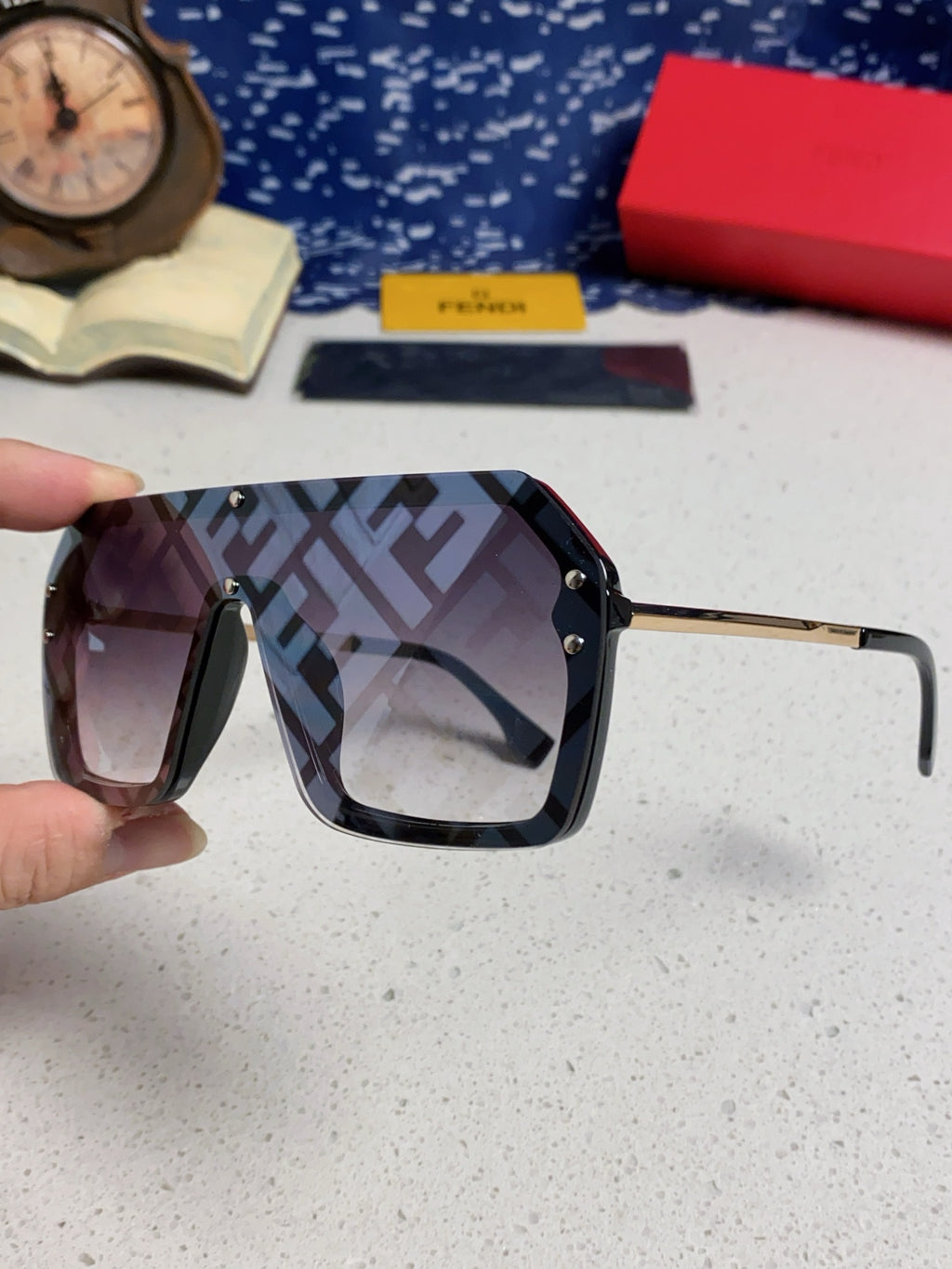 Fendi Lightweight Rimless Silver Lens Sunglasses for Men & Women - detail image 6