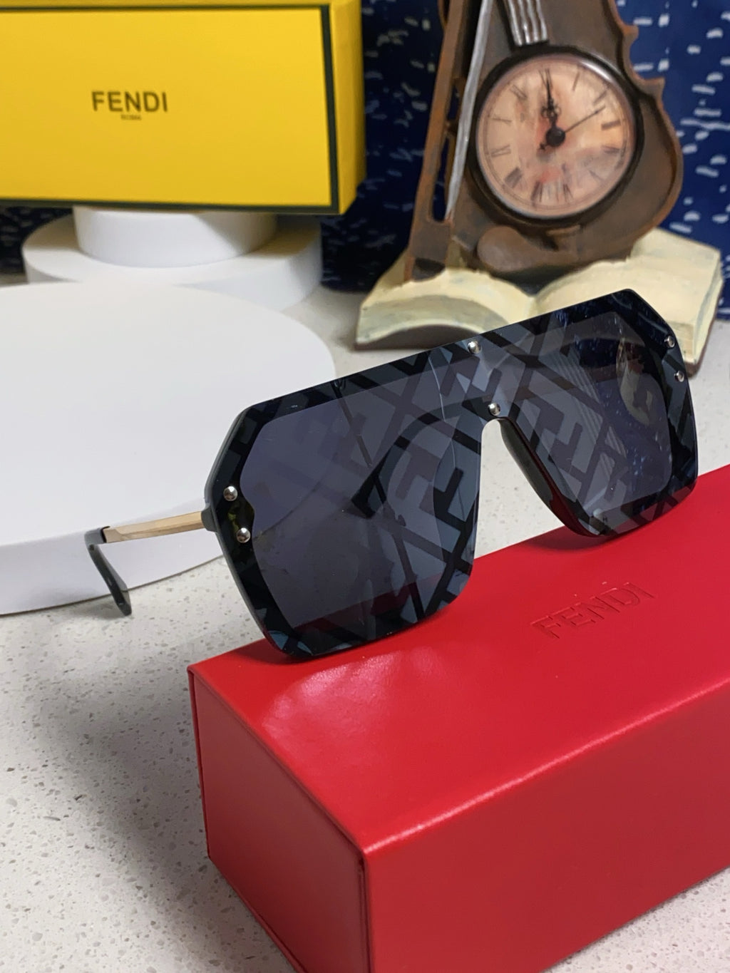 Fendi Lightweight Rimless Blue Lens Sunglasses for Men & Women - detail image 8