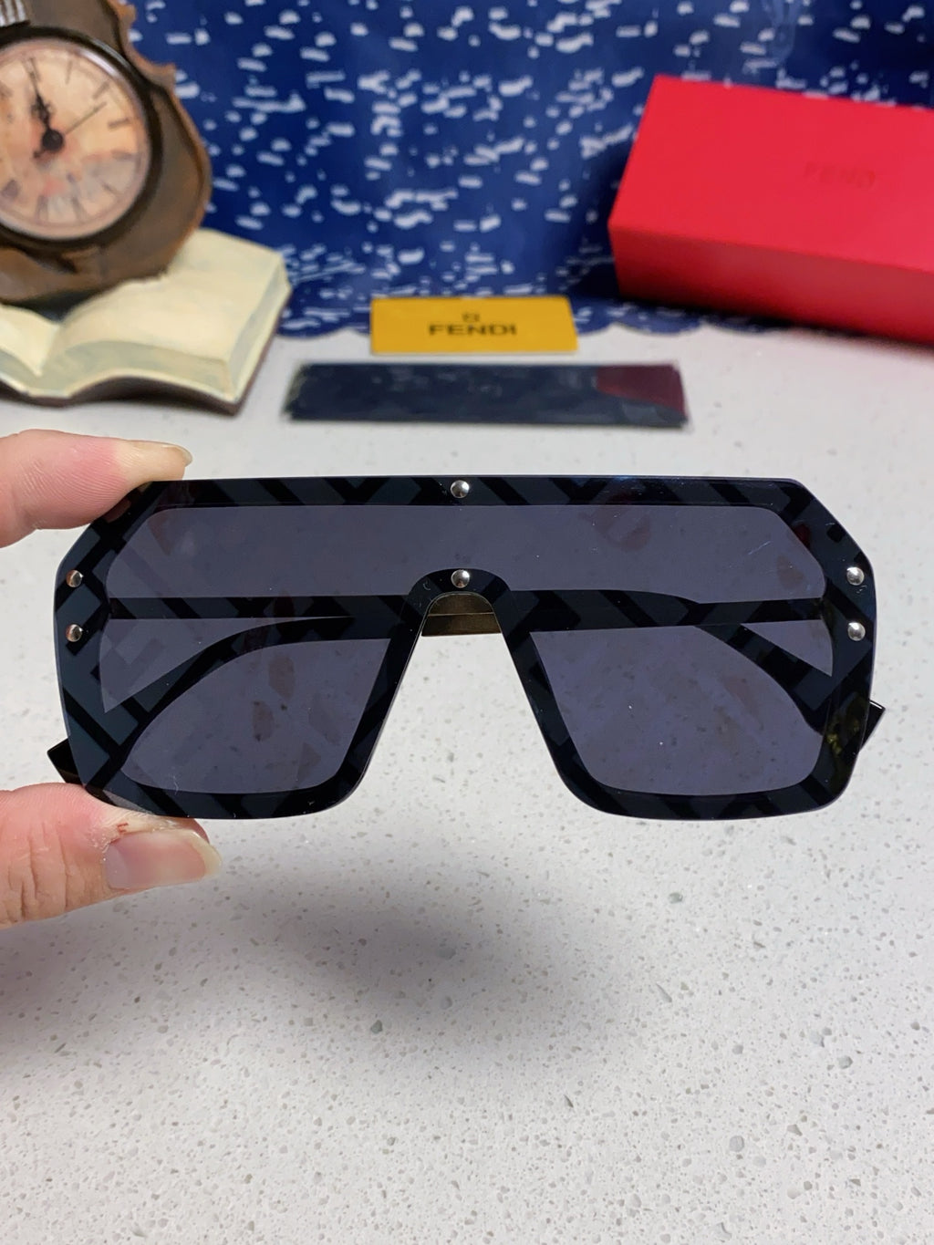 Fendi Lightweight Rimless Blue Lens Sunglasses for Men & Women - detail image 4