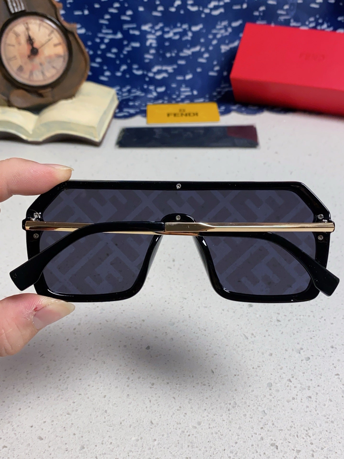 Fendi Lightweight Rimless Blue Lens Sunglasses for Men & Women - detail image 5