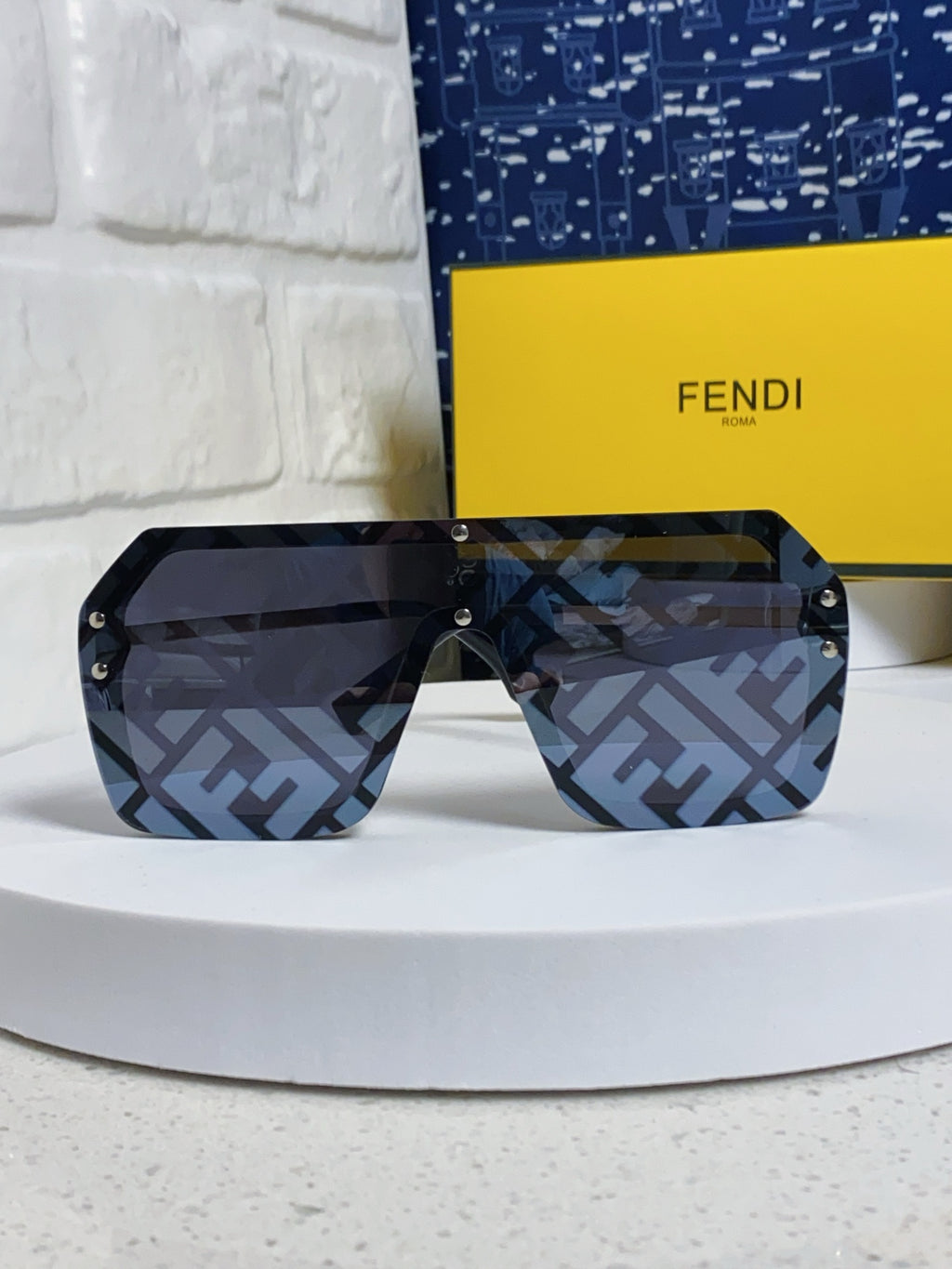 Fendi Lightweight Rimless Blue Lens Sunglasses for Men & Women - detail image 2