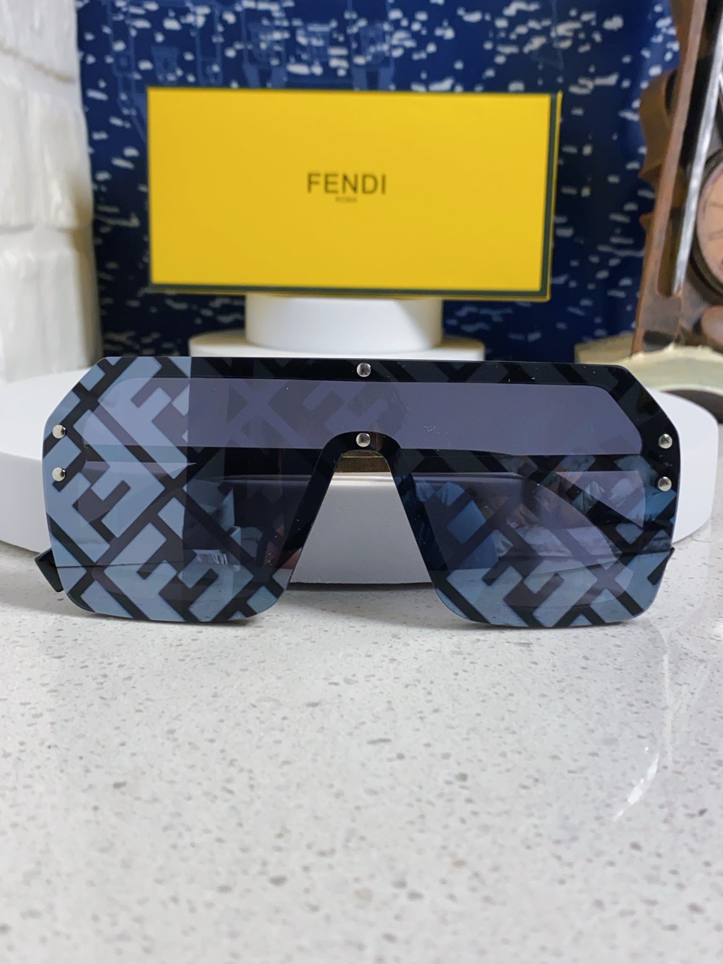 Fendi Lightweight Rimless Blue Lens Sunglasses for Men & Women - detail image 7