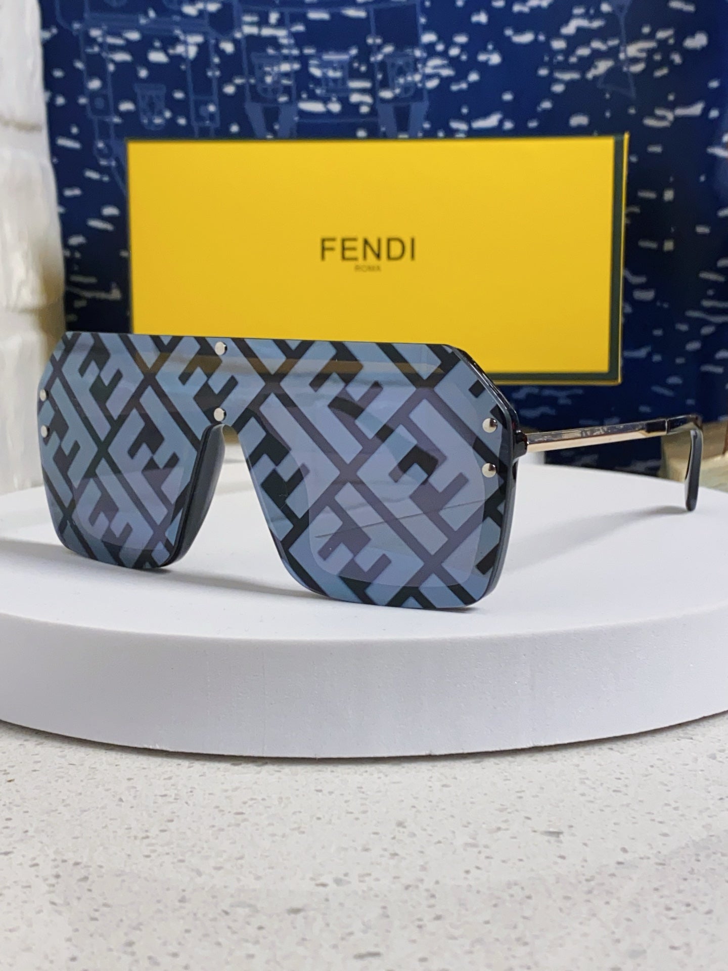 Fendi Lightweight Rimless Blue Lens Sunglasses for Men & Women