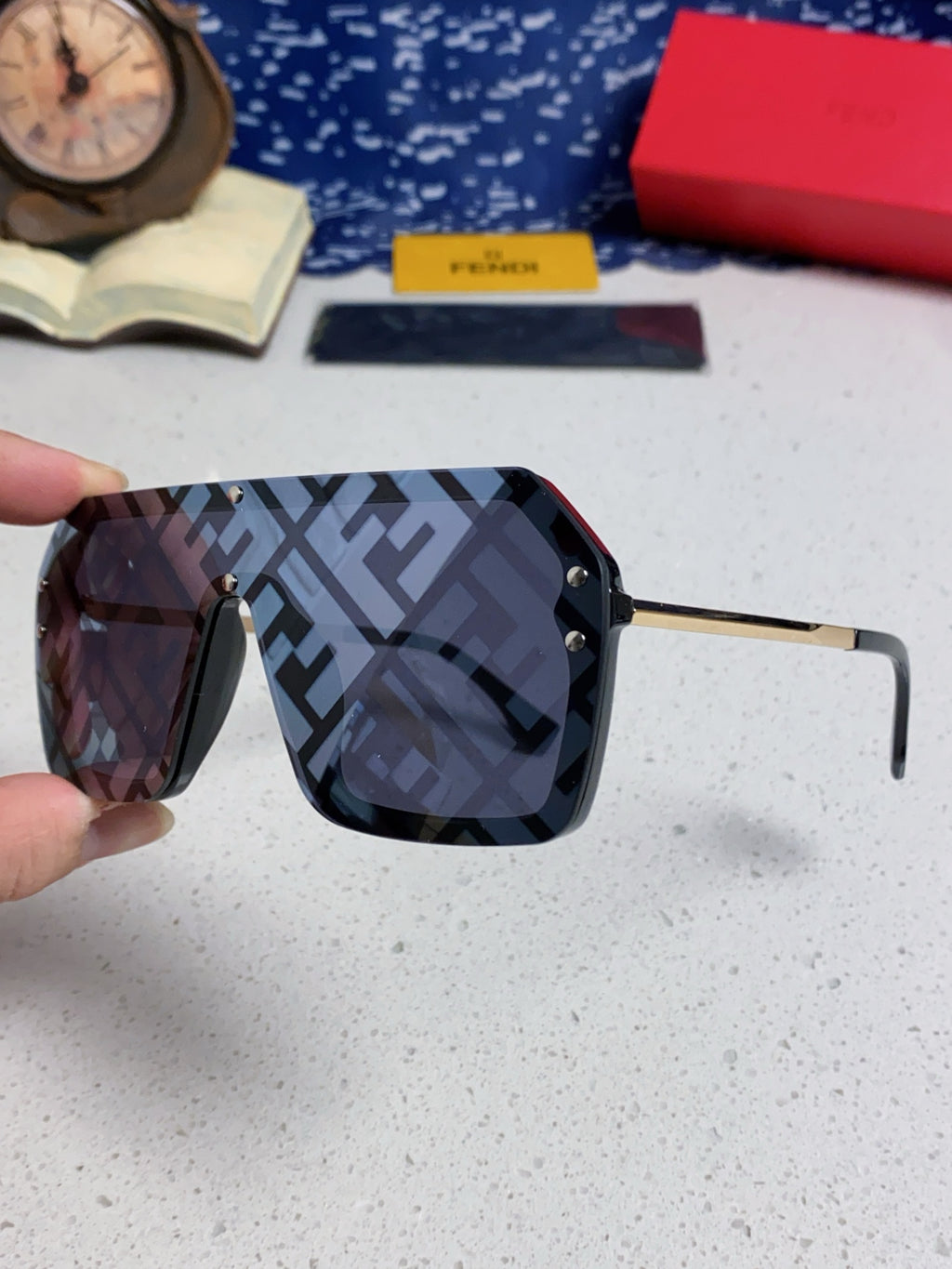 Fendi Lightweight Rimless Blue Lens Sunglasses for Men & Women - detail image 6