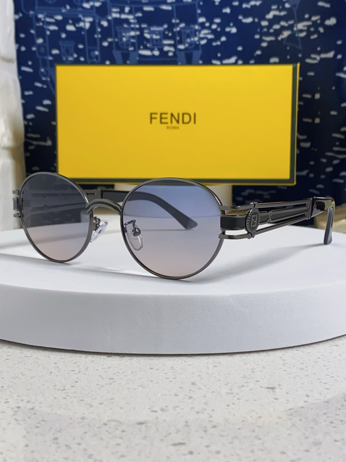 Fendi Metal Oval Silver Lens Sunglasses for Men & Women - 466204