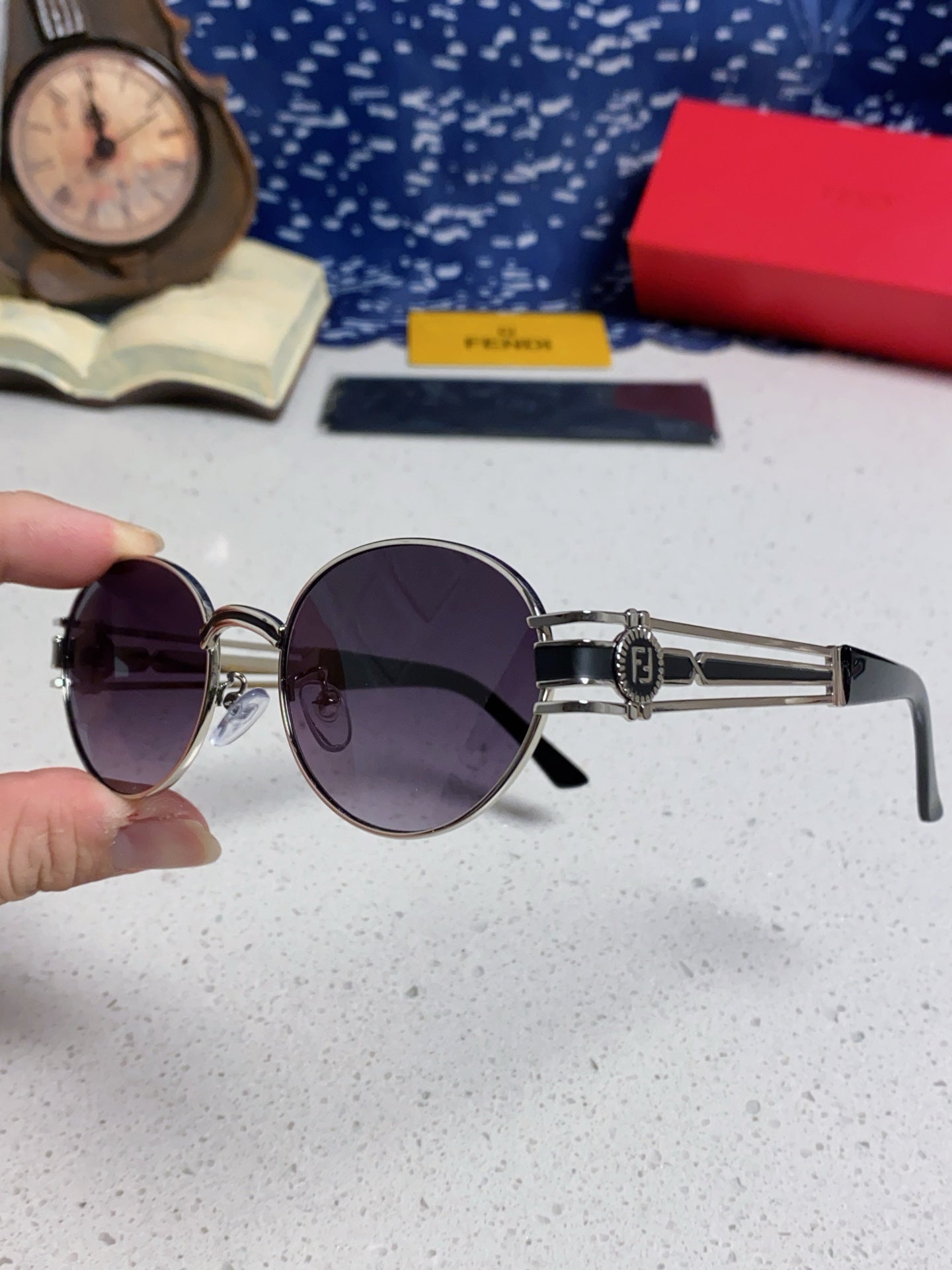 Fendi Metal Oval Silver Lens Sunglasses for Men & Women - 466205 - detail image 6