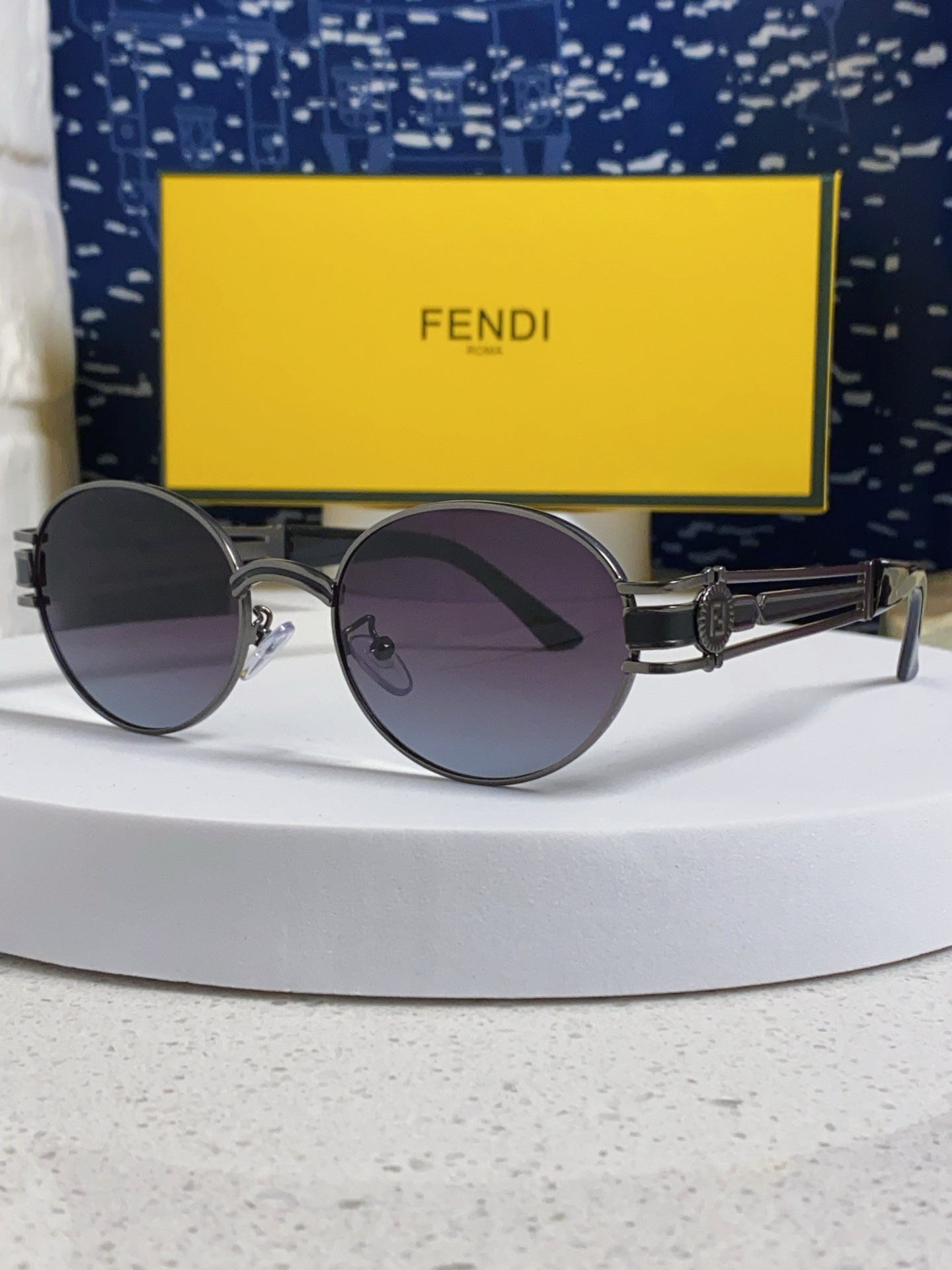 Fendi Metal Oval Silver Lens Sunglasses for Men & Women - 466206