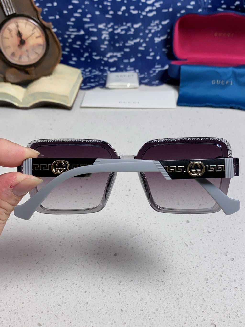 Gucci Polarized Oversized Silver Lens Sunglasses for Women - detail image 5