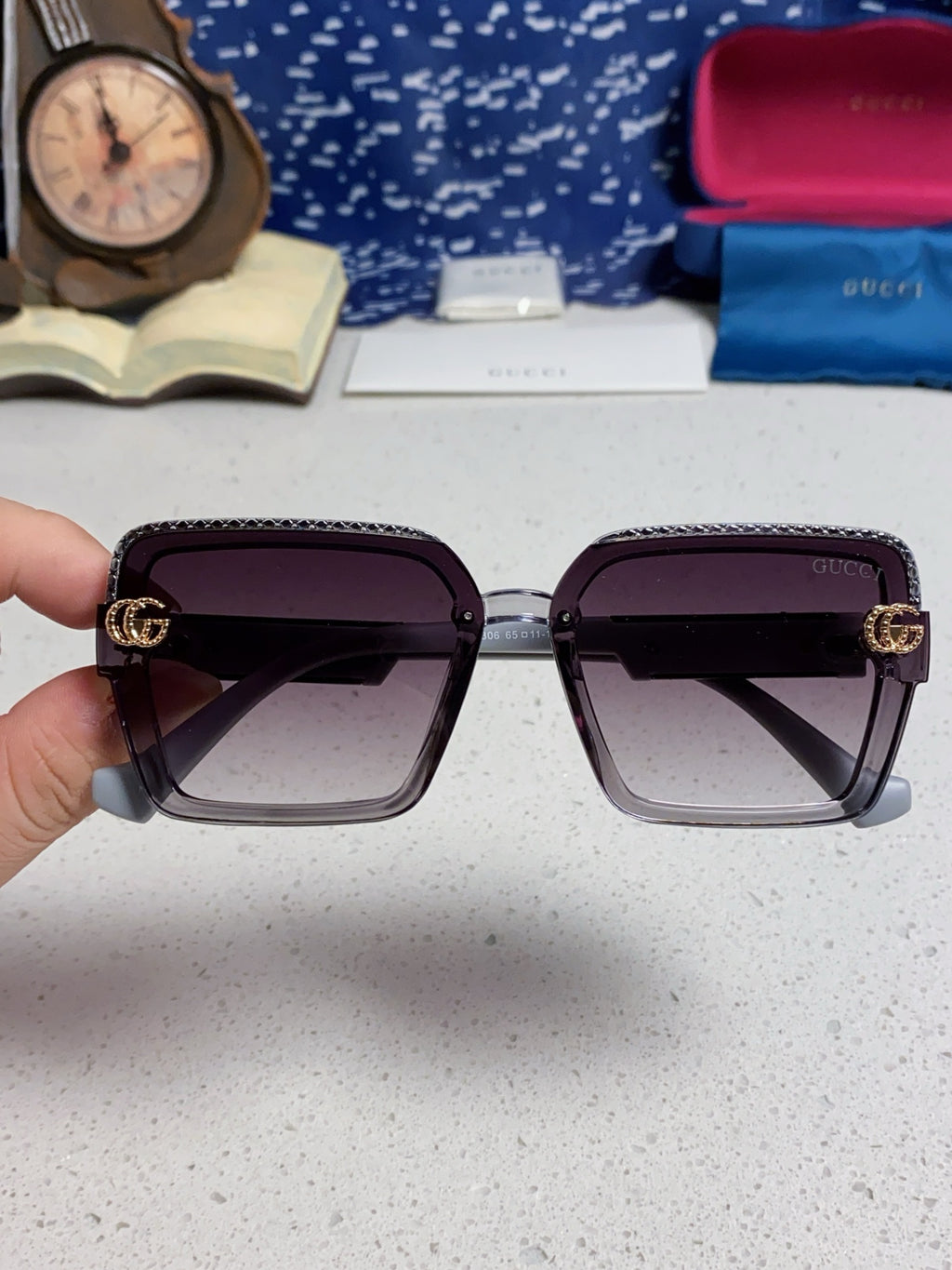 Gucci Polarized Oversized Silver Lens Sunglasses for Women - detail image 4