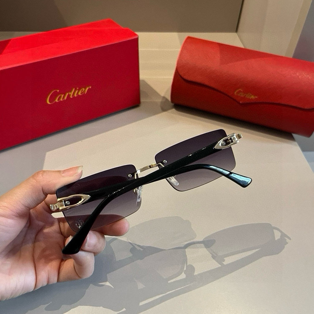 Cartier Lightweight Metal Rimless Silver Lens Sunglasses for Men & Wo - 415897 - detail image 7