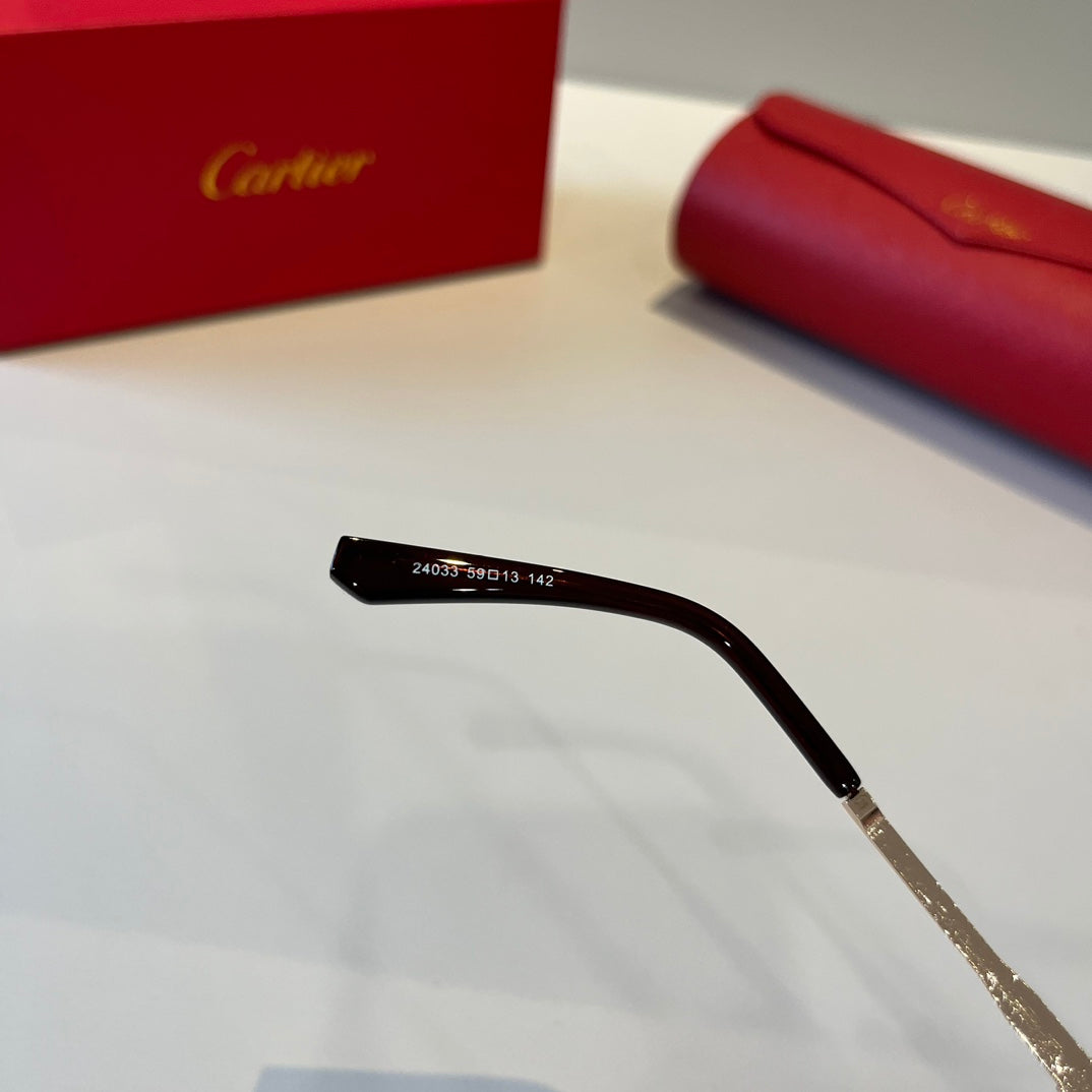 Cartier Lightweight Metal Rimless Brown Lens Sunglasses for Men & Wom - 432321 - detail image 9