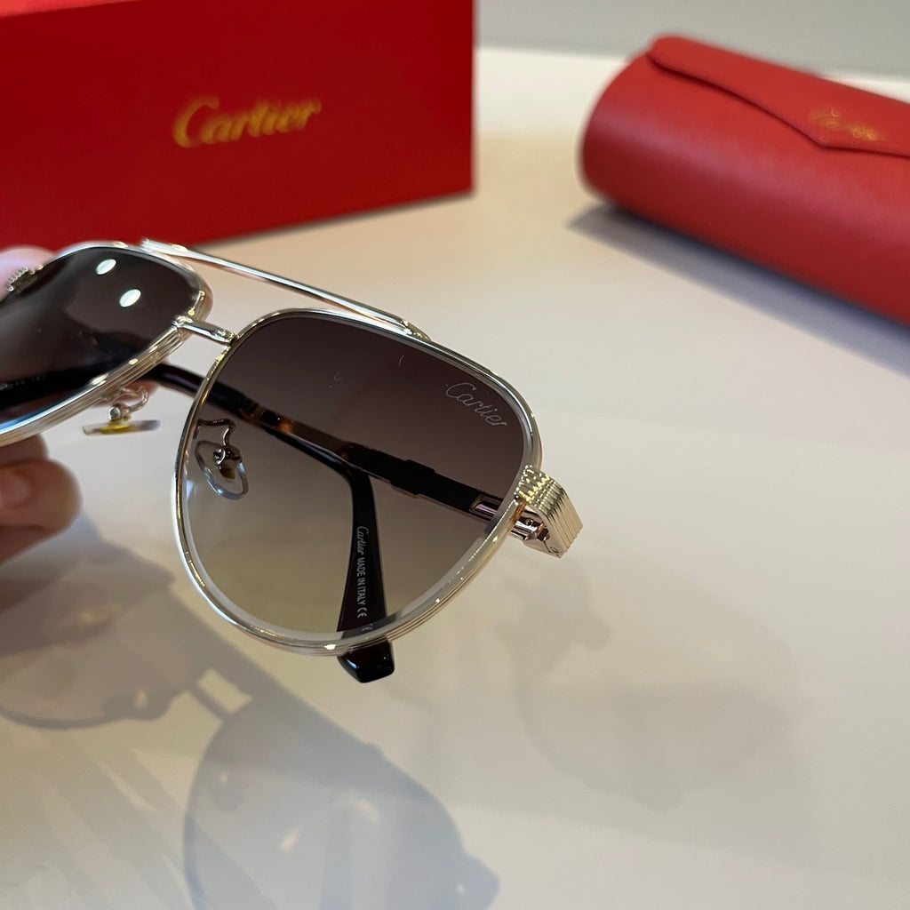 Cartier Lightweight Metal Rimless Brown Lens Sunglasses for Men & Wom - 432321 - detail image 5