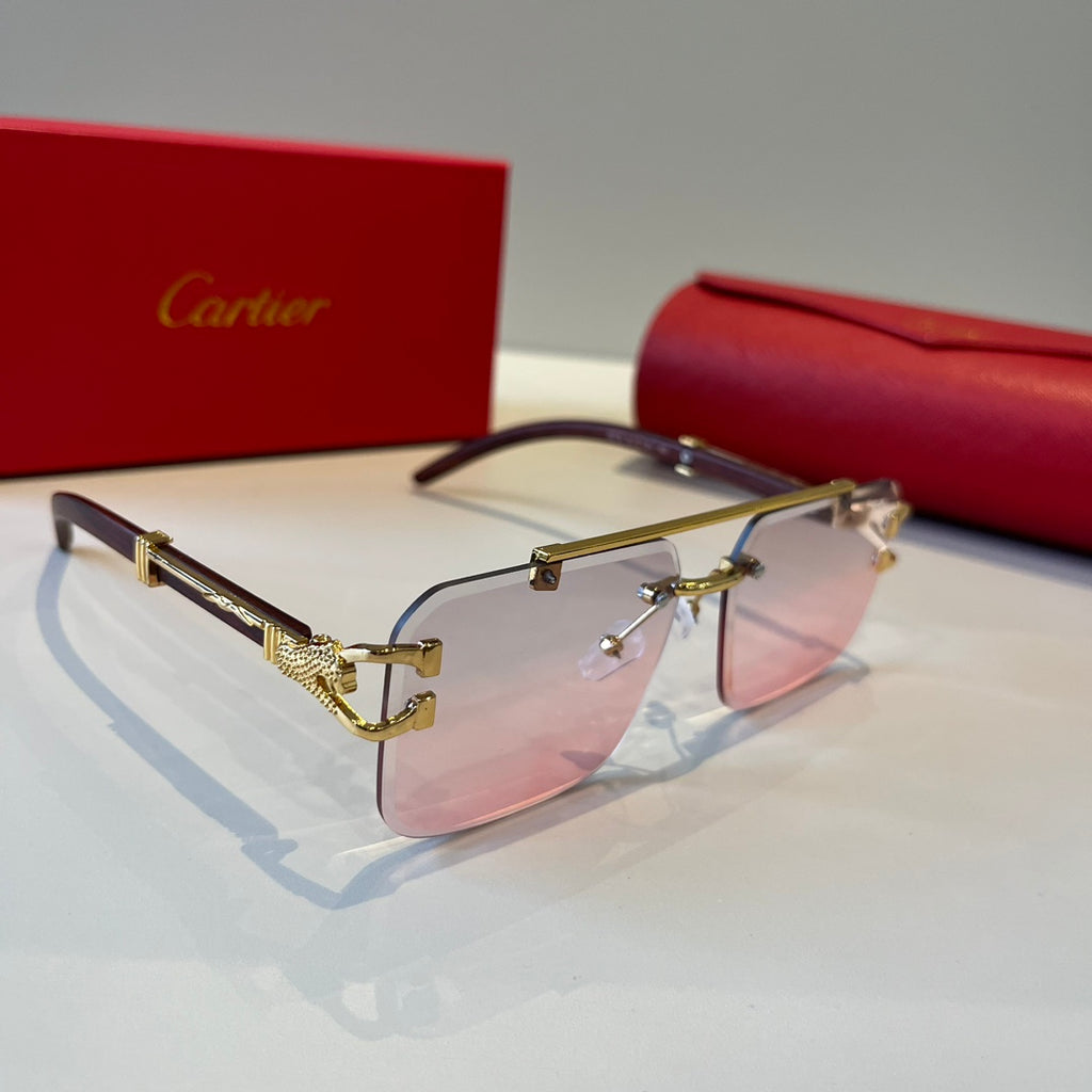 Cartier Lightweight Metal Rimless Silver Lens Sunglasses for Men & Wo - 432323