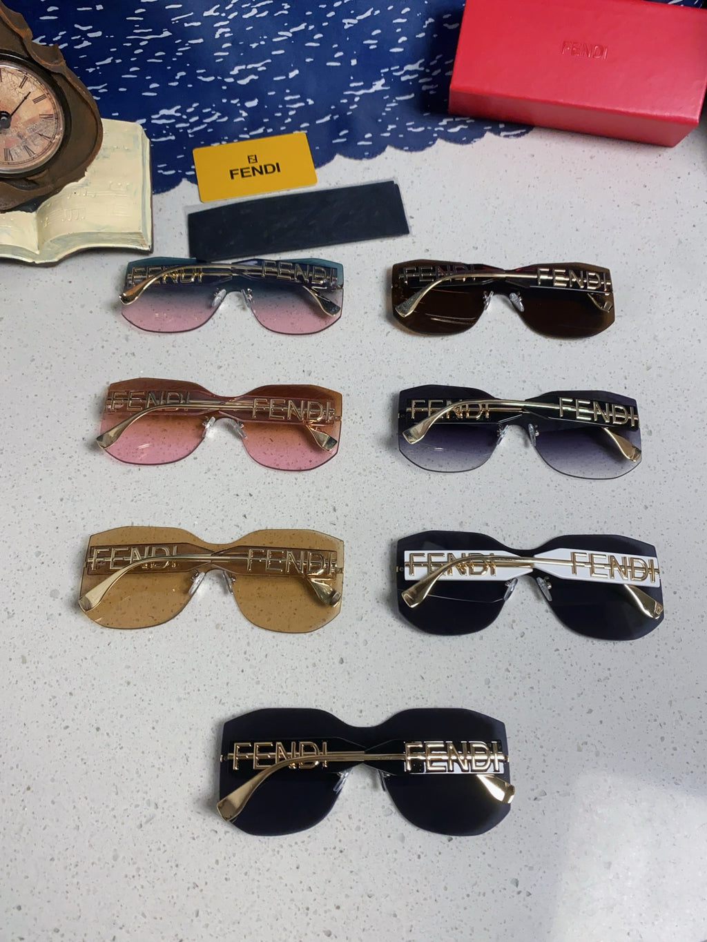 Fendi Lightweight Rimless Blue Lens Sunglasses for Men & Women - 383037 - detail image 9