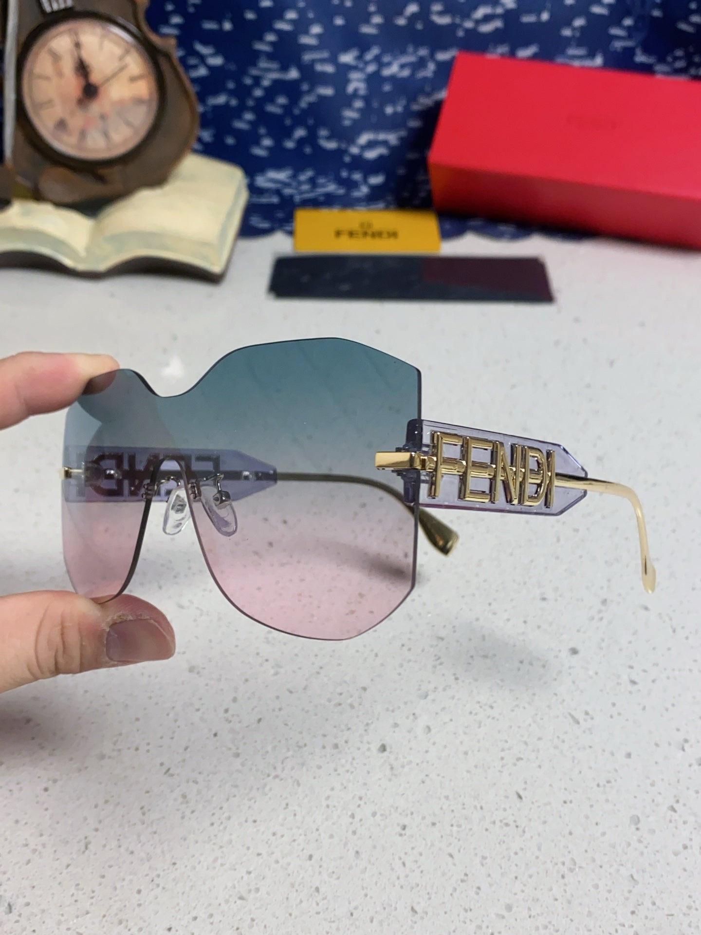 Fendi Lightweight Rimless Silver Lens Sunglasses for Men & Women - 383031 - detail image 5