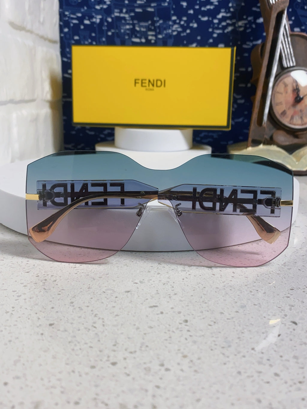 Fendi Lightweight Rimless Silver Lens Sunglasses for Men & Women - 383031 - detail image 6